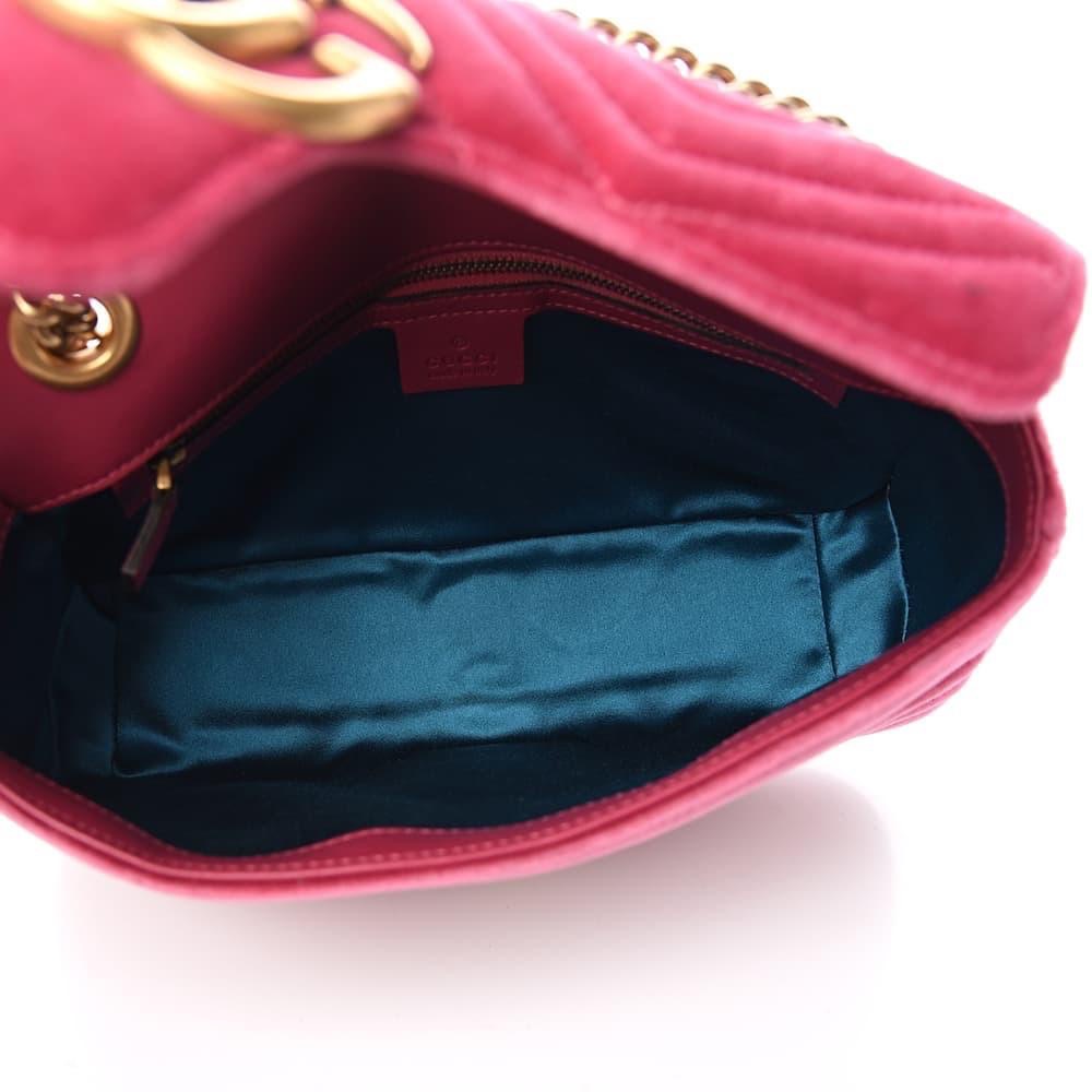 Preowned Gucci Pink Velvet Marmont Shoulder Bag