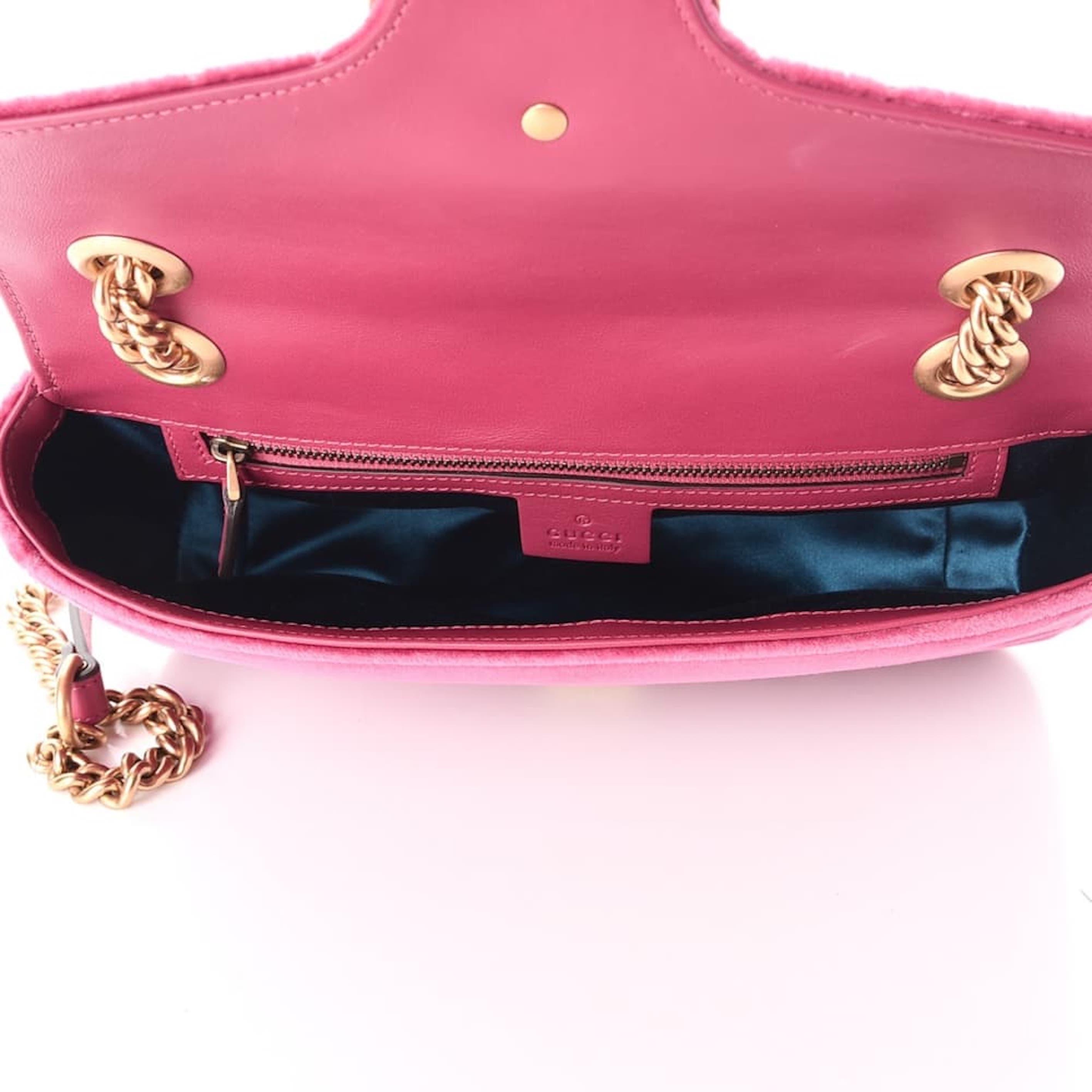 Preowned Gucci Pink Velvet Marmont Shoulder Bag