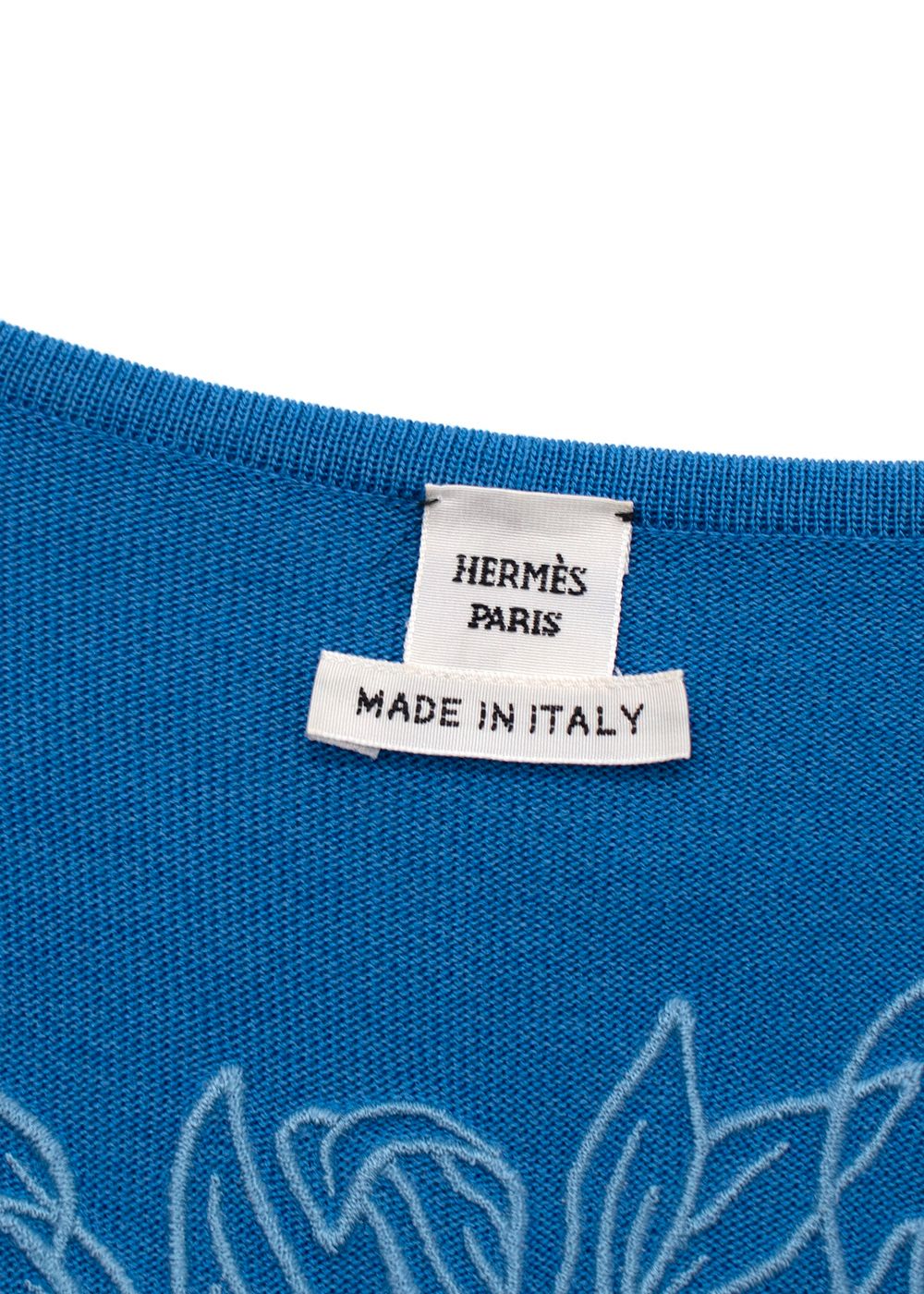 Hermes Royal Blue Slouched Sleeve Woven Dress Size XS cotton