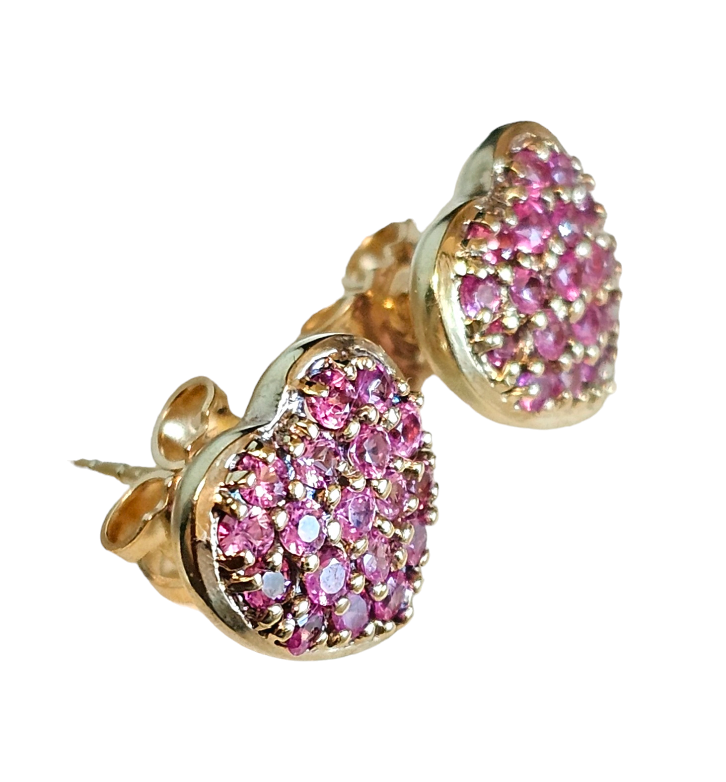 Preowned 18ct Yellow Gold Pink Sapphire Heart-shape Earrings ct gold