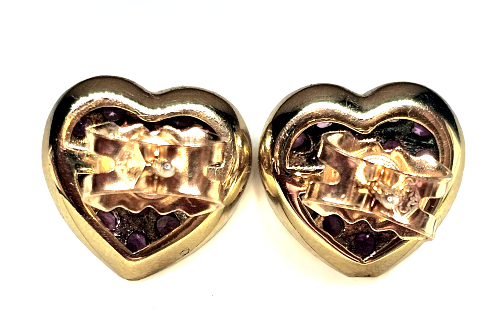 Preowned 18ct Yellow Gold Pink Sapphire Heart-shape Earrings ct gold