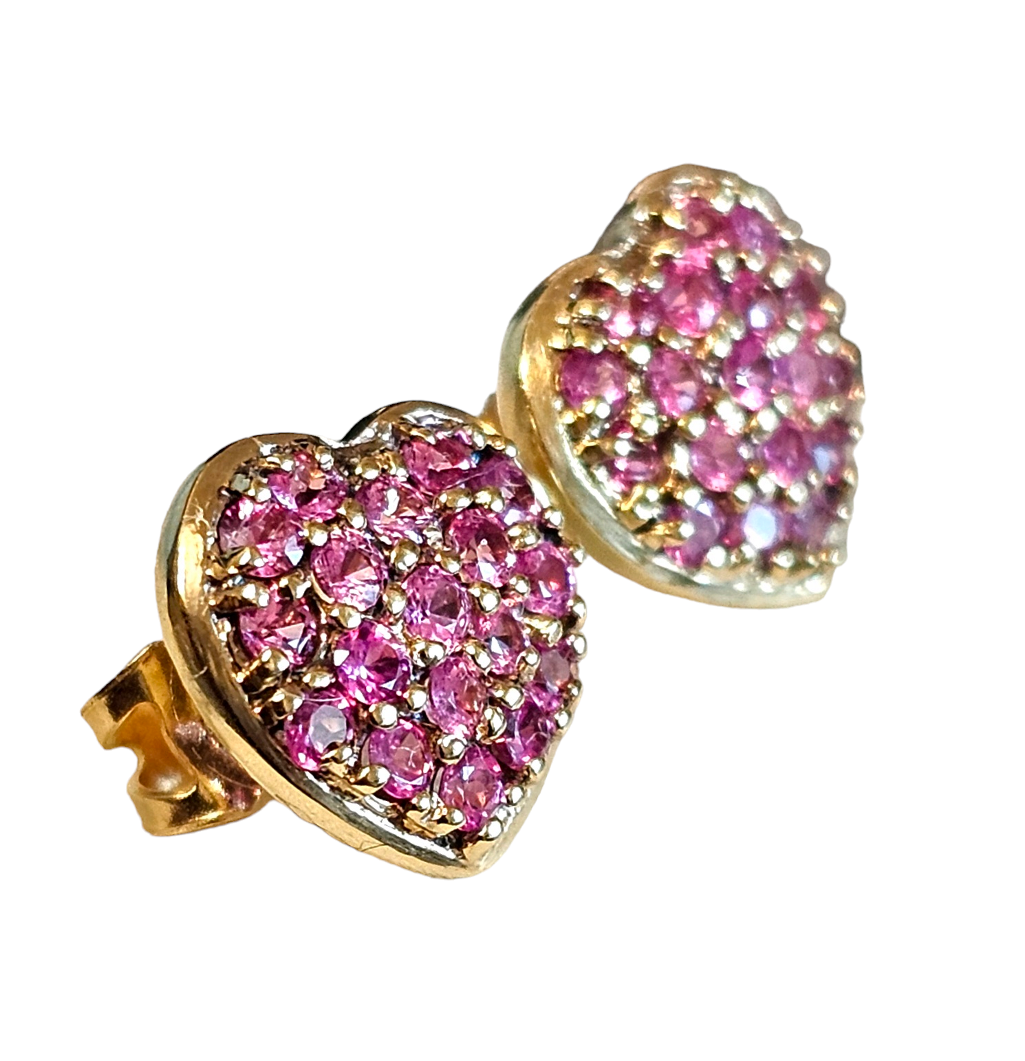 Preowned 18ct Yellow Gold Pink Sapphire Heart-shape Earrings ct gold