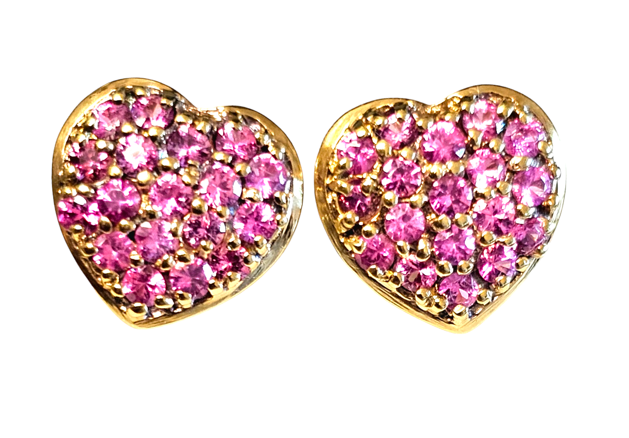 Preowned 18ct Yellow Gold Pink Sapphire Heart-shape Earrings ct gold