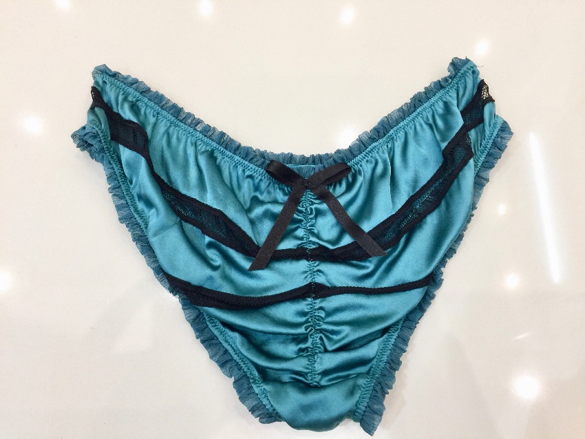 Spoyit Teal Silk Half Cup Bra  Brief Set Size L Blue