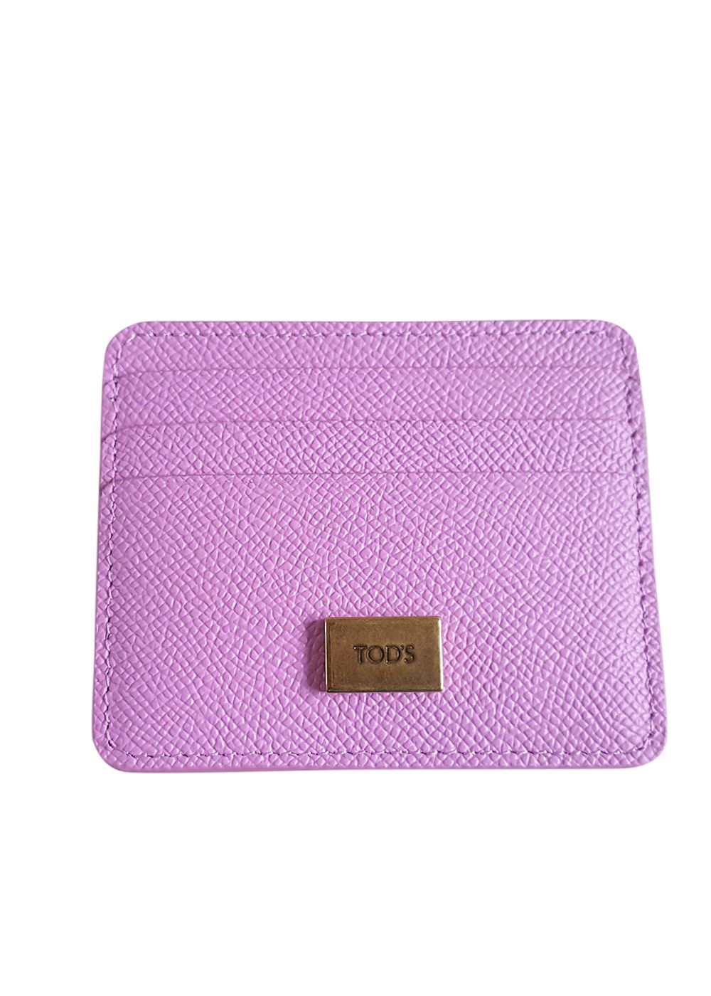 Tods Pink Grained Leather Card Holder orchid pink