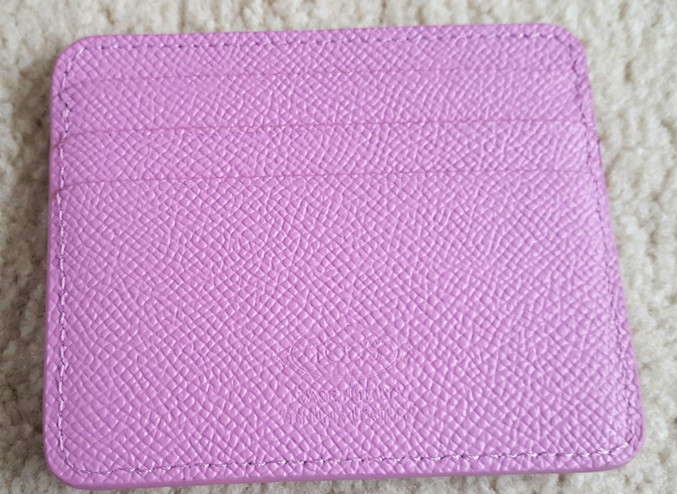 Tods Pink Grained Leather Card Holder orchid pink