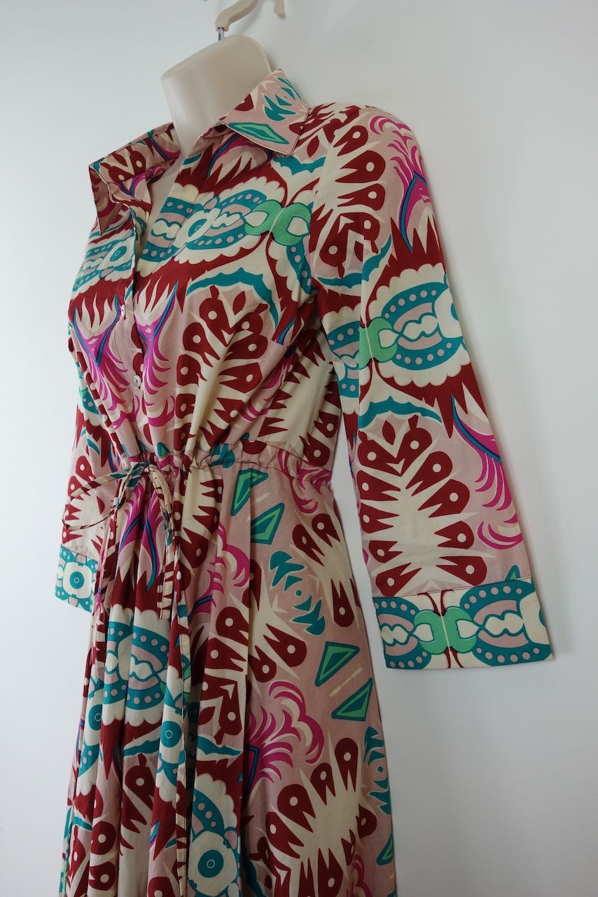 Preowned Le Sirenuse Positano multicolour block print cotton dress Size S Pink