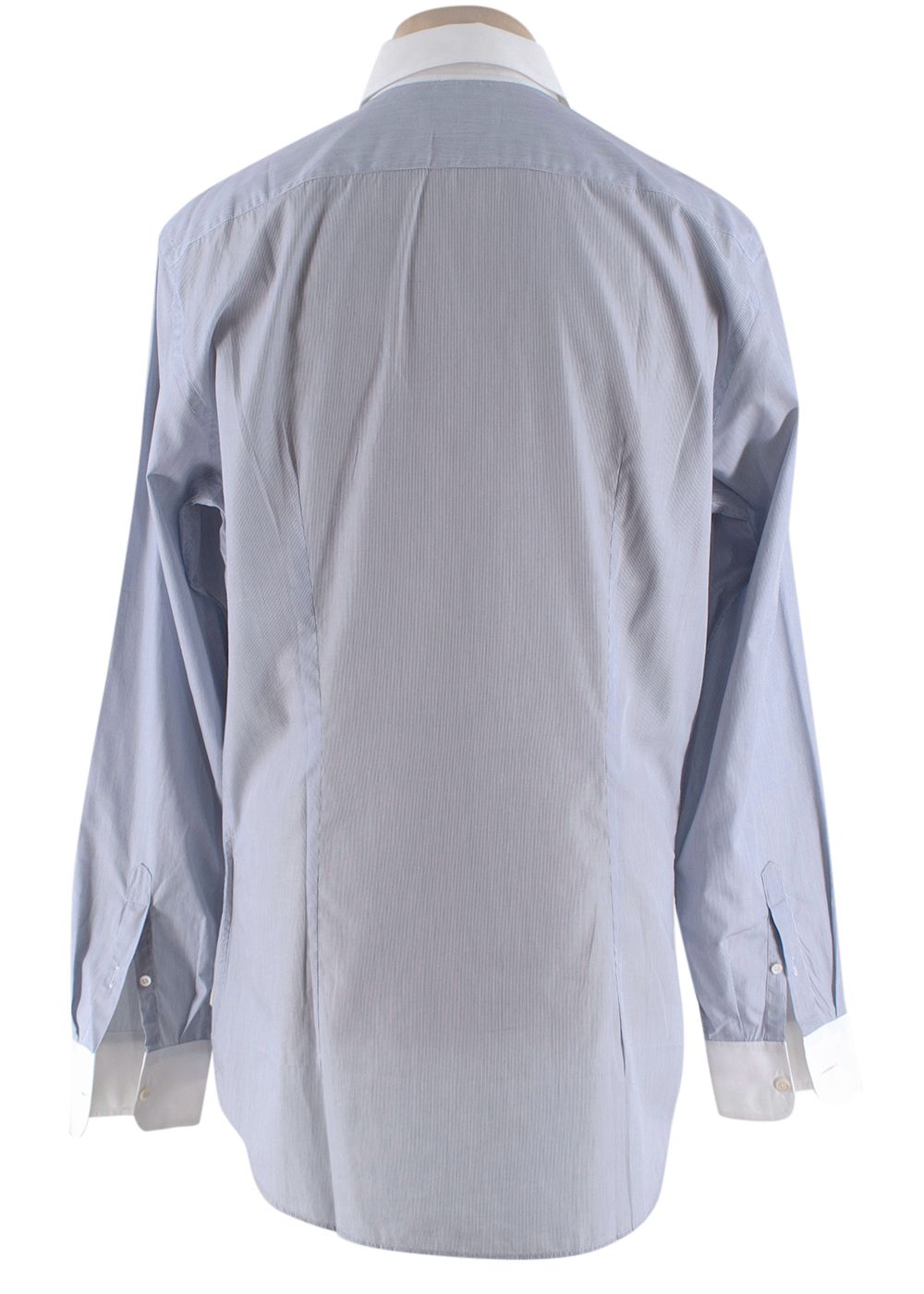 Men's Prada Blue Pinstripe Cotton Poplin Shirt Size 165