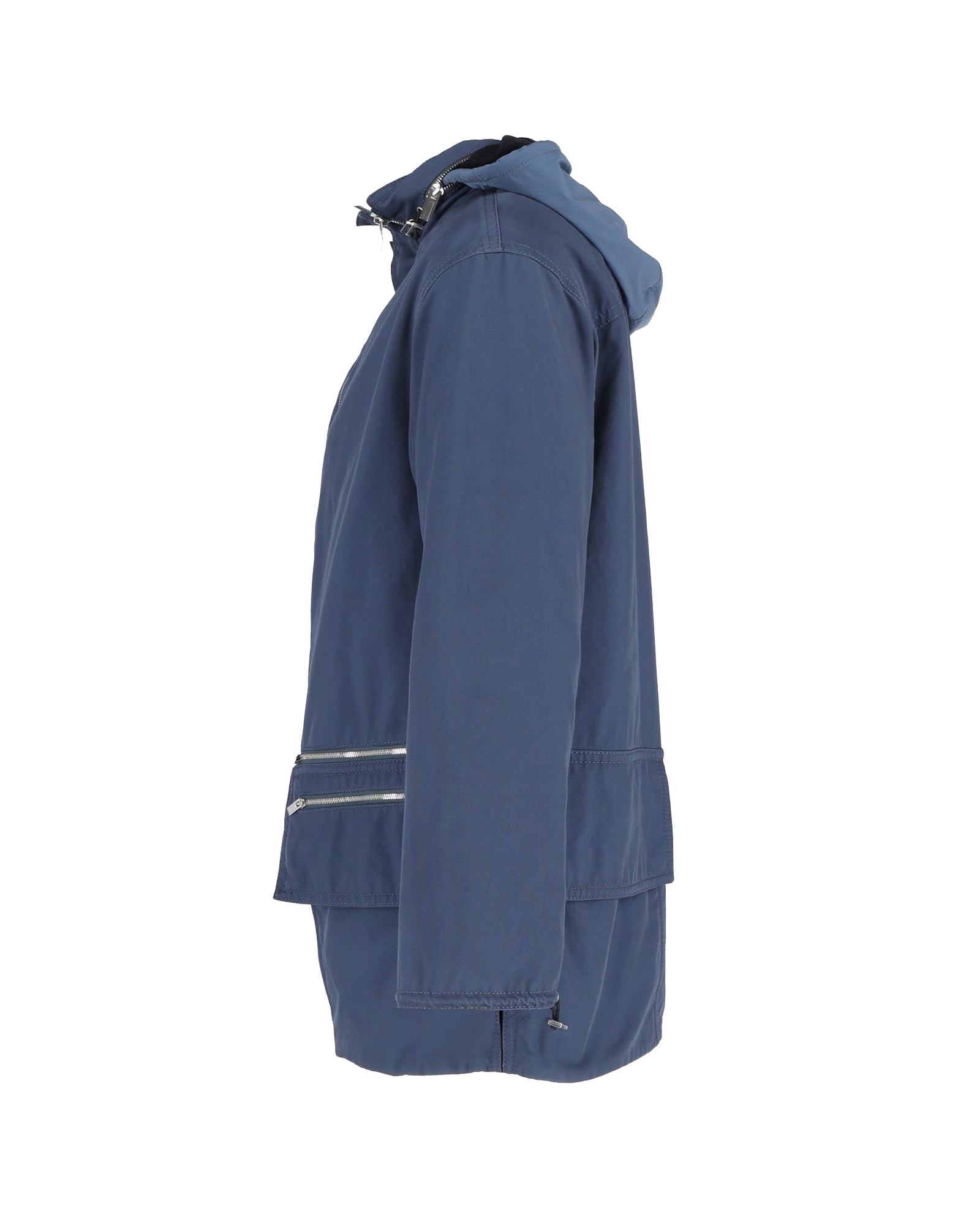 Men's Preowned Hermes Blue Hooded Waterproof Jacket Size M cotton