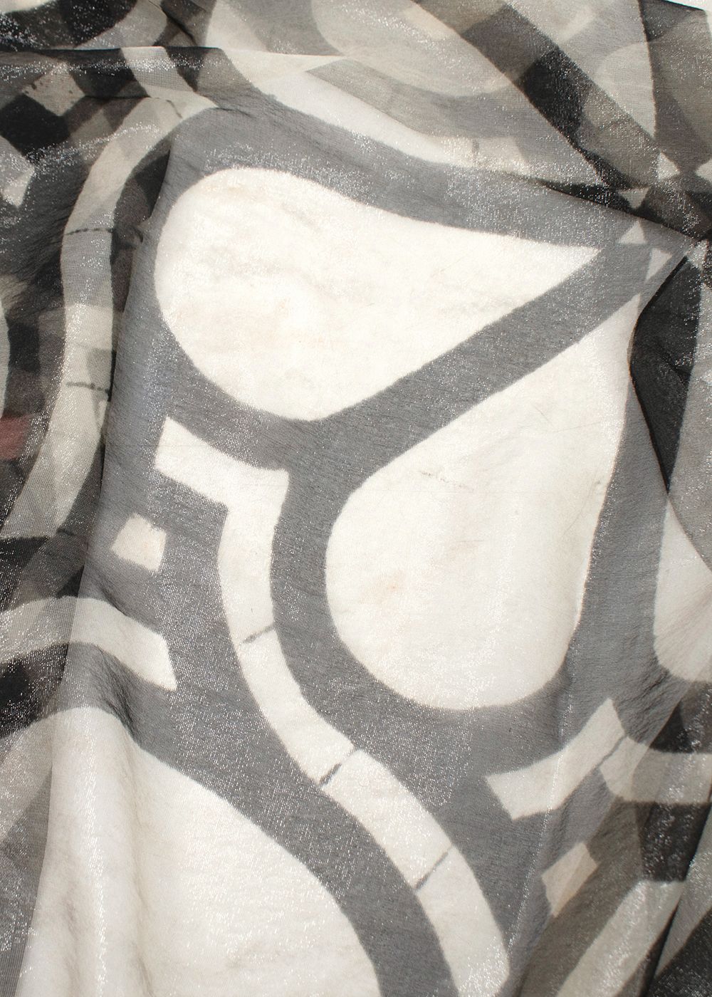 Chanel Sheer Black  Grey Metallic Scarf silk