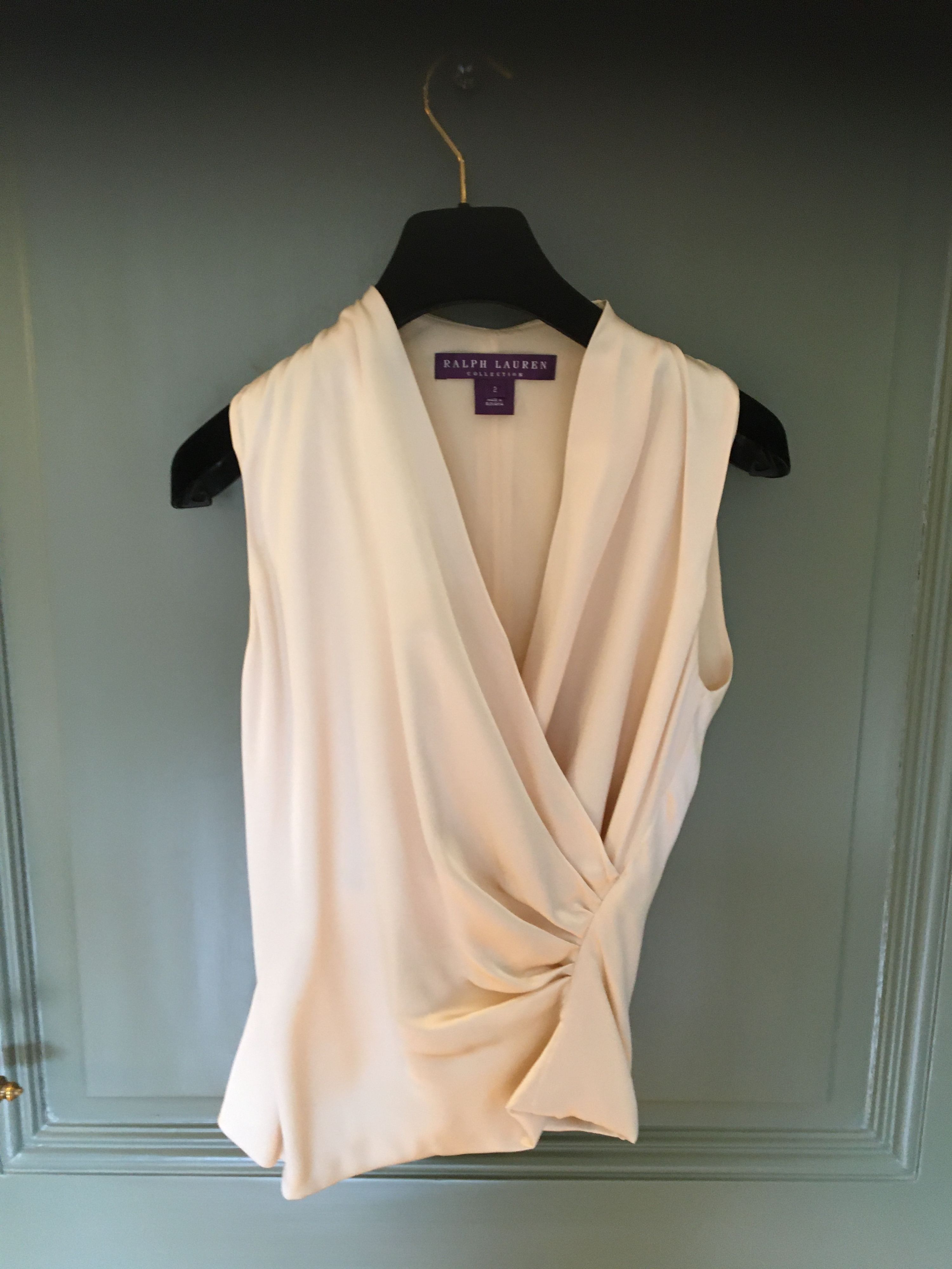 Ralph Lauren Collection Silk Sleeveless Wrap Blouse Size S cream