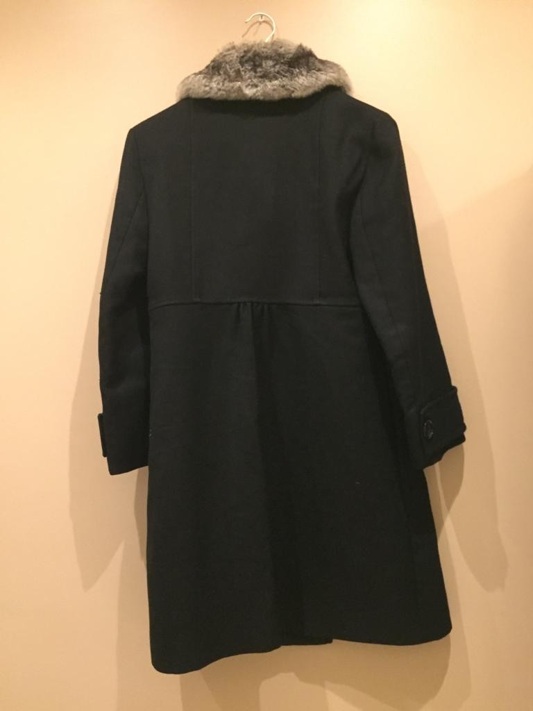 Preowned Max Mara Black Wool Coat with Chinchilla Fur Collar