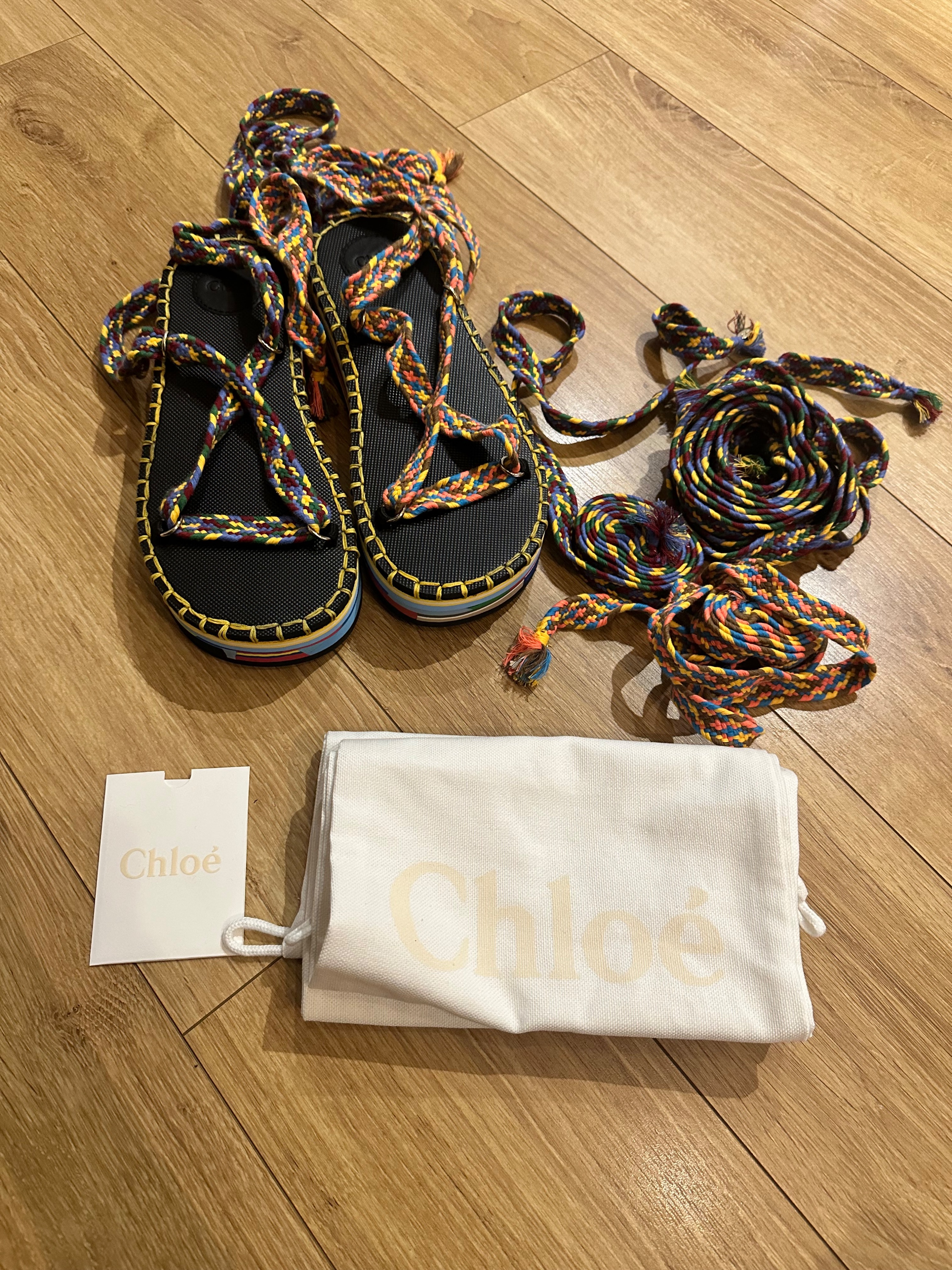 Men's Chloe Multicoloured Braided Sandals Size 38 Multi colour cotton/rubber