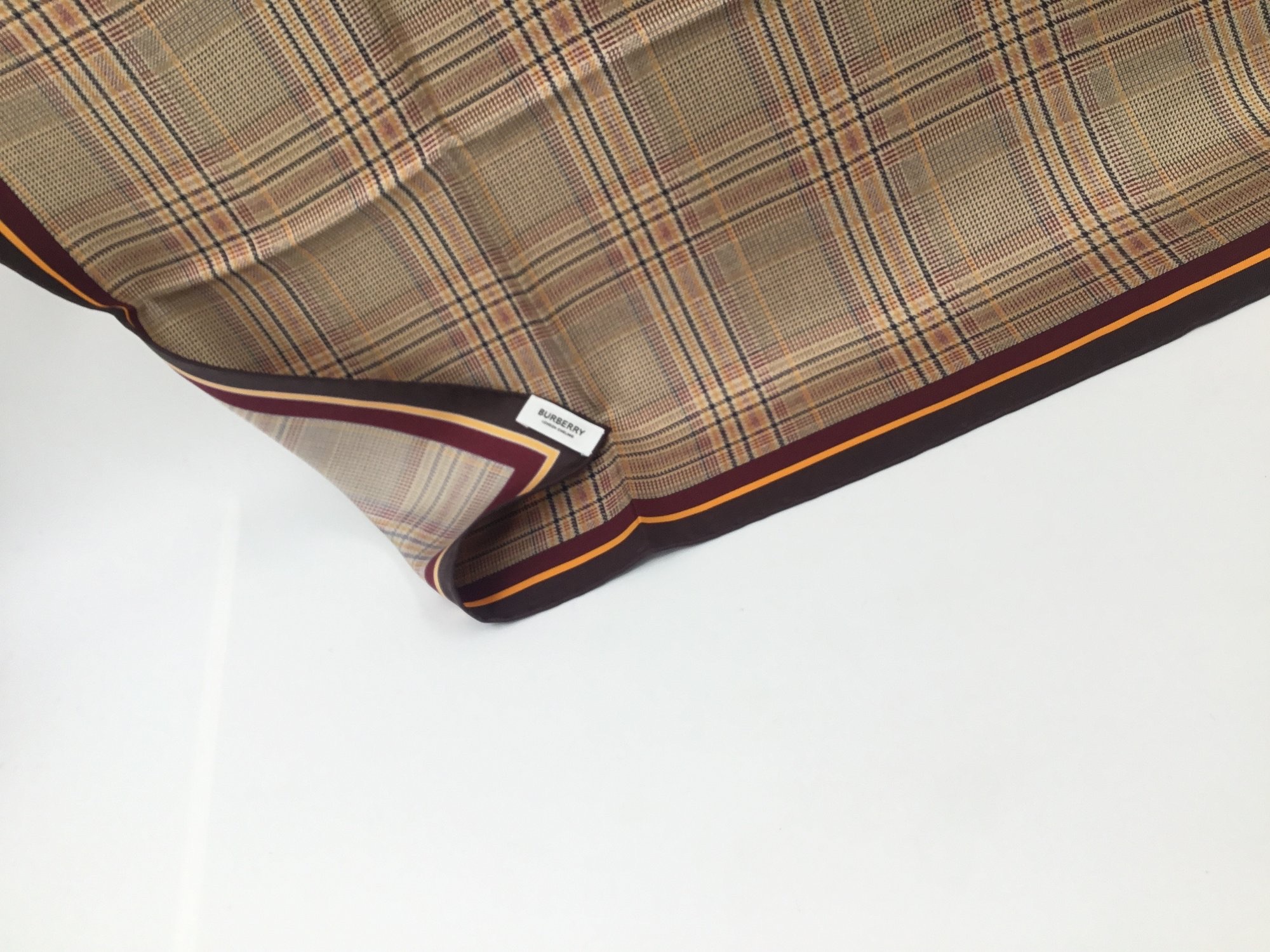 Burberry Brown Check Silk Scarf Multicolour