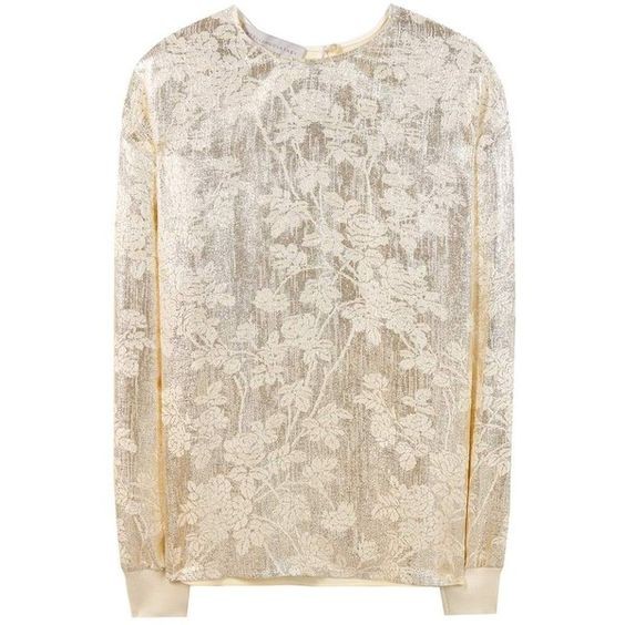 Stella McCartney Silk Metallic Jacquard Gold Top Size XS polyester