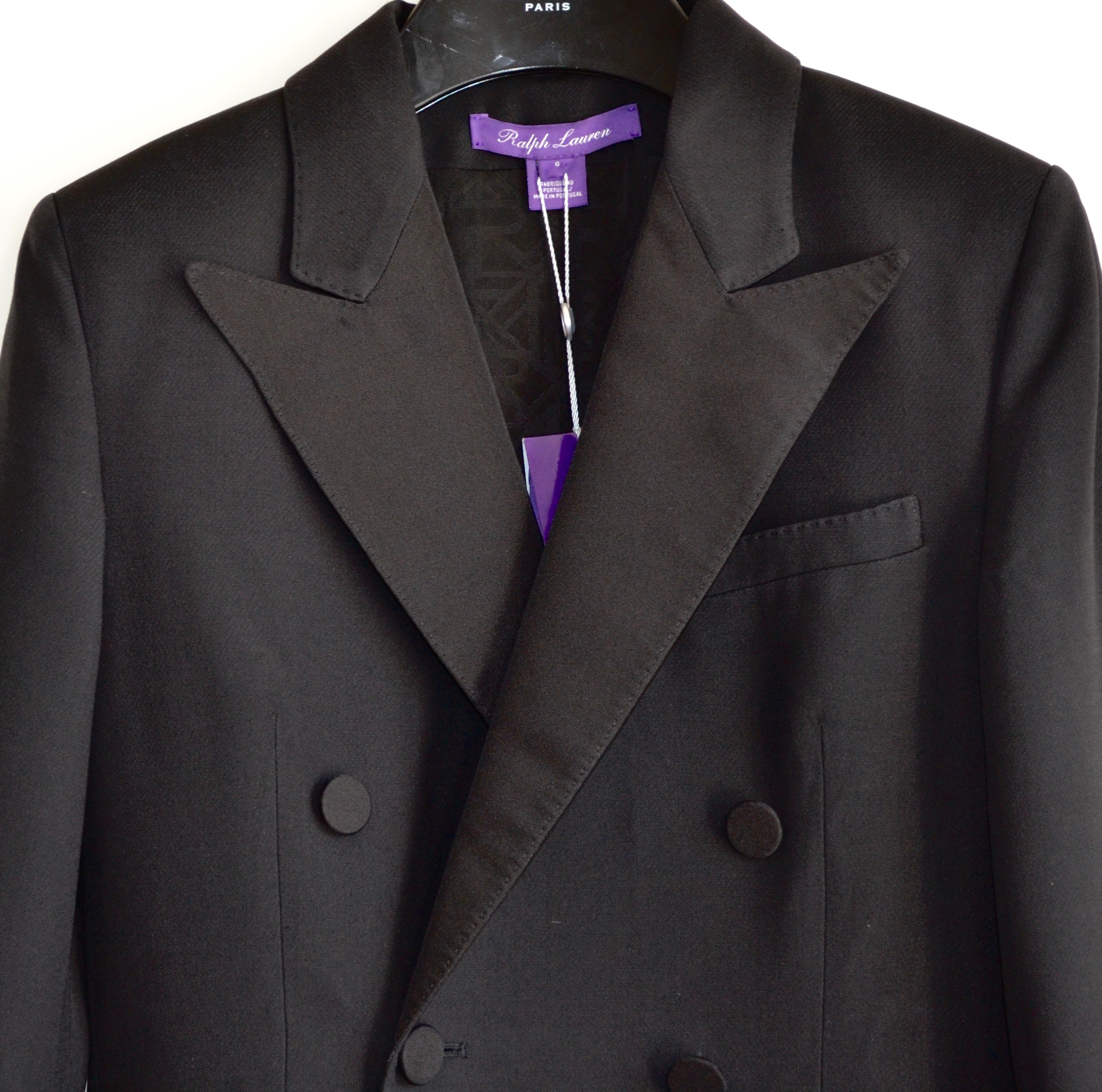 Ralph Lauren Purple Label Double Breasted Coat Size S black wool/silk