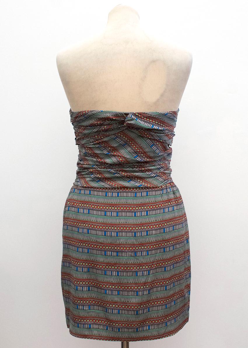 Preowned Mara Hoffman Patterned Strapless Dress Size XXS Grey silk