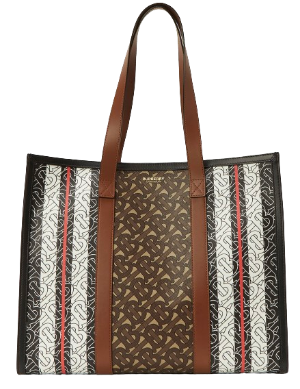 Burberry Monogram Stripe E-canvas Tote Bag