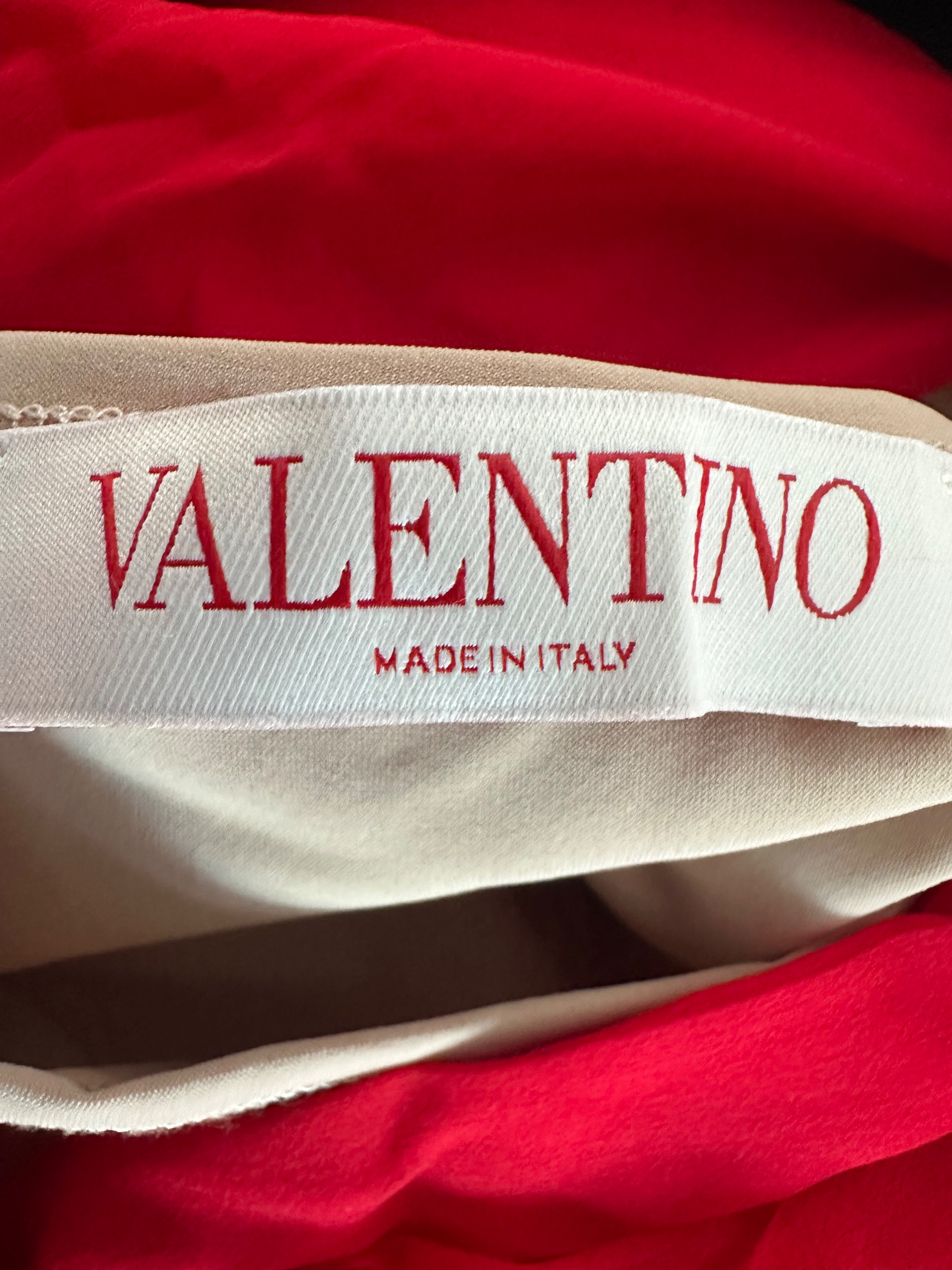 Valentino Red Ruffled Chiffon Mini Dress Size S silk