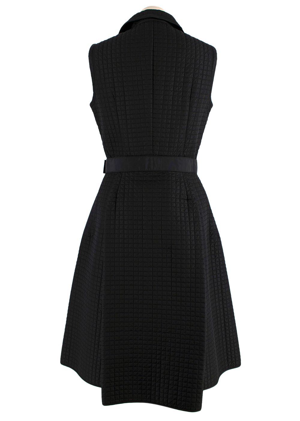 Preowned Prada Black Quilted Nylon Belted Dress Size S polyester