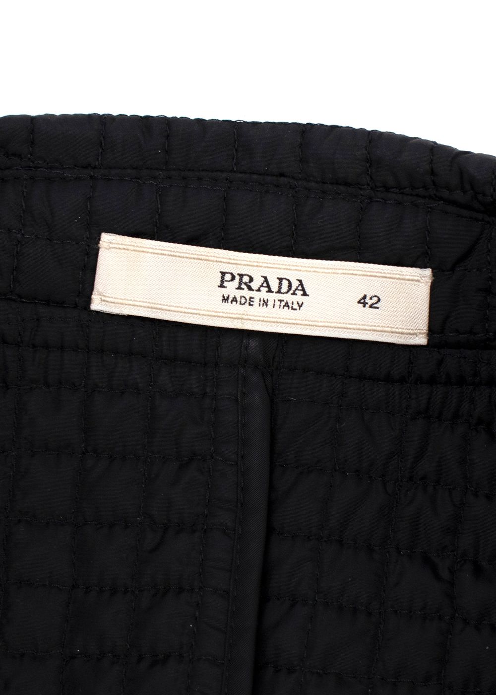 Preowned Prada Black Quilted Nylon Belted Dress Size S polyester