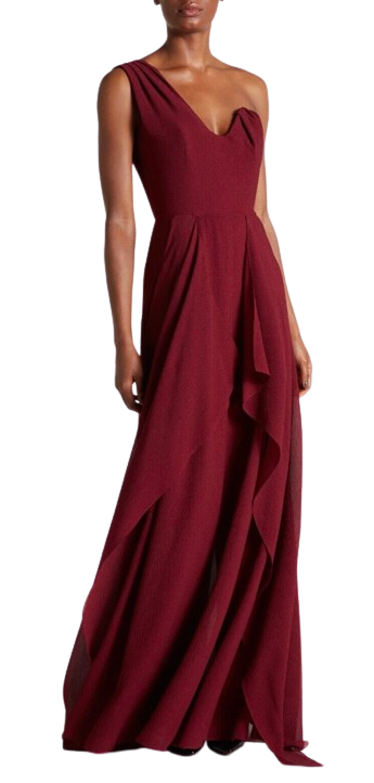 Roland Mouret Burgundy Silk Evening Gown Size XS