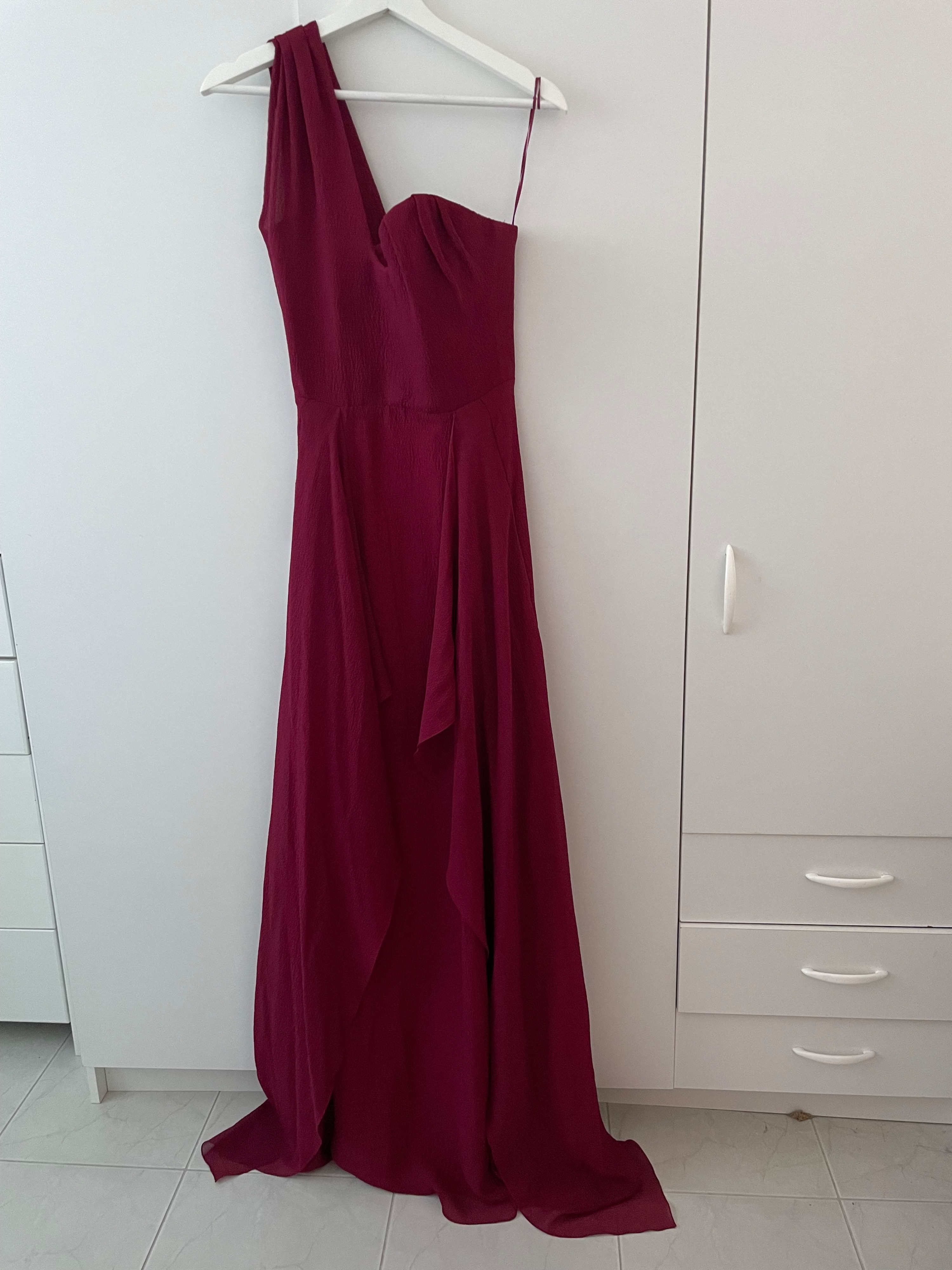 Roland Mouret Burgundy Silk Evening Gown Size XS