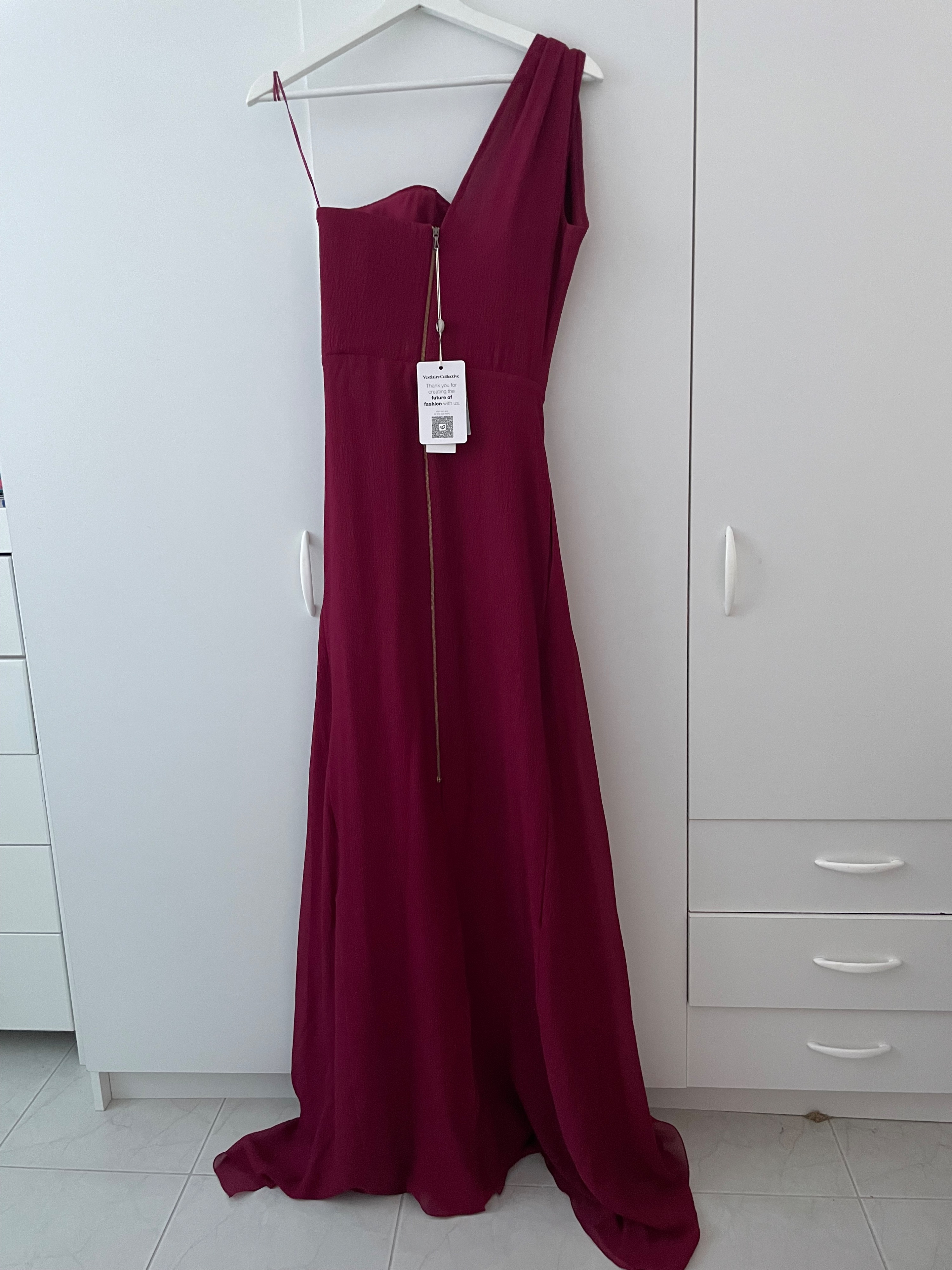 Roland Mouret Burgundy Silk Evening Gown Size XS