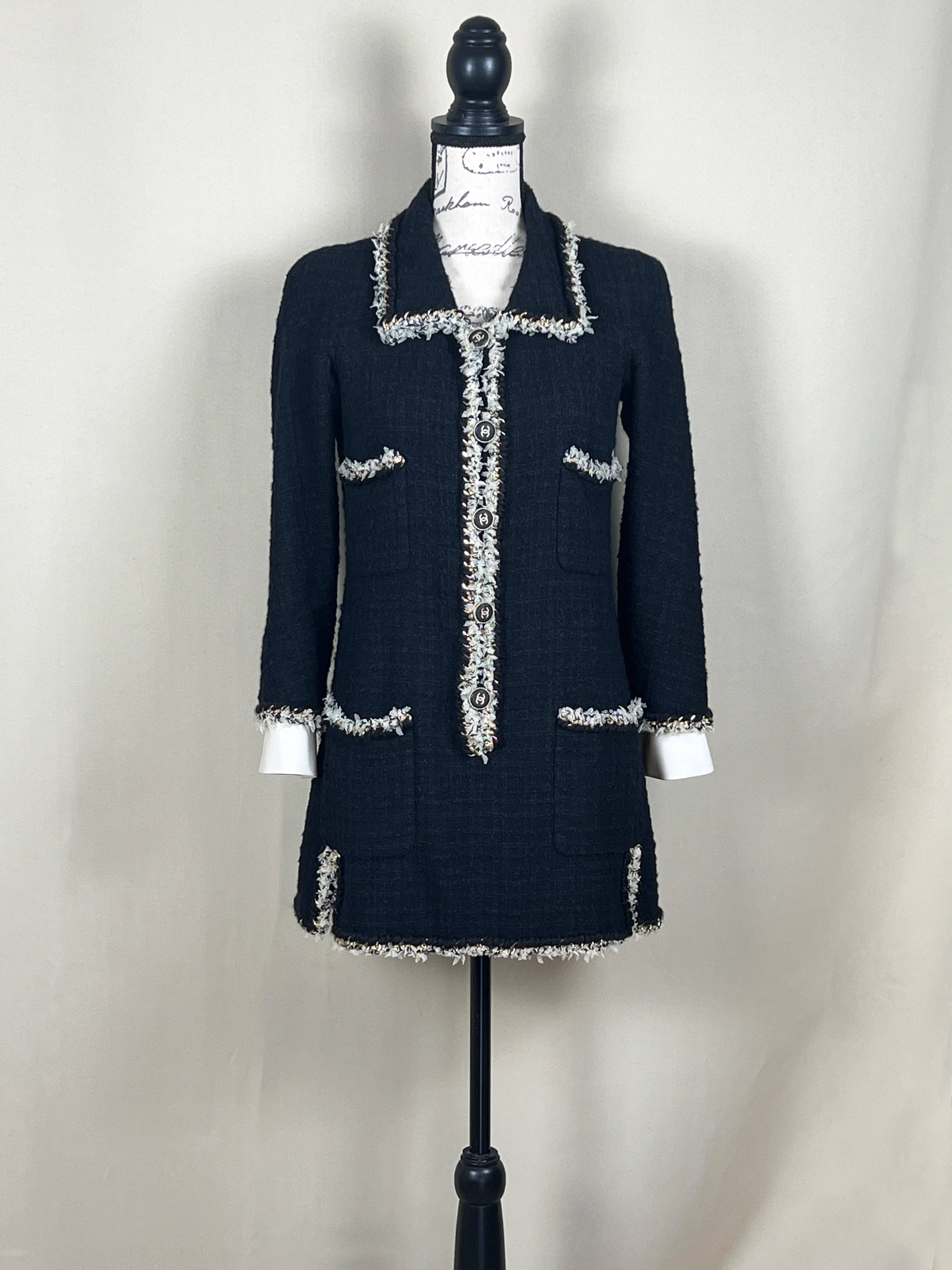 Chanel Navy Multipocket Tweed Dress Size S