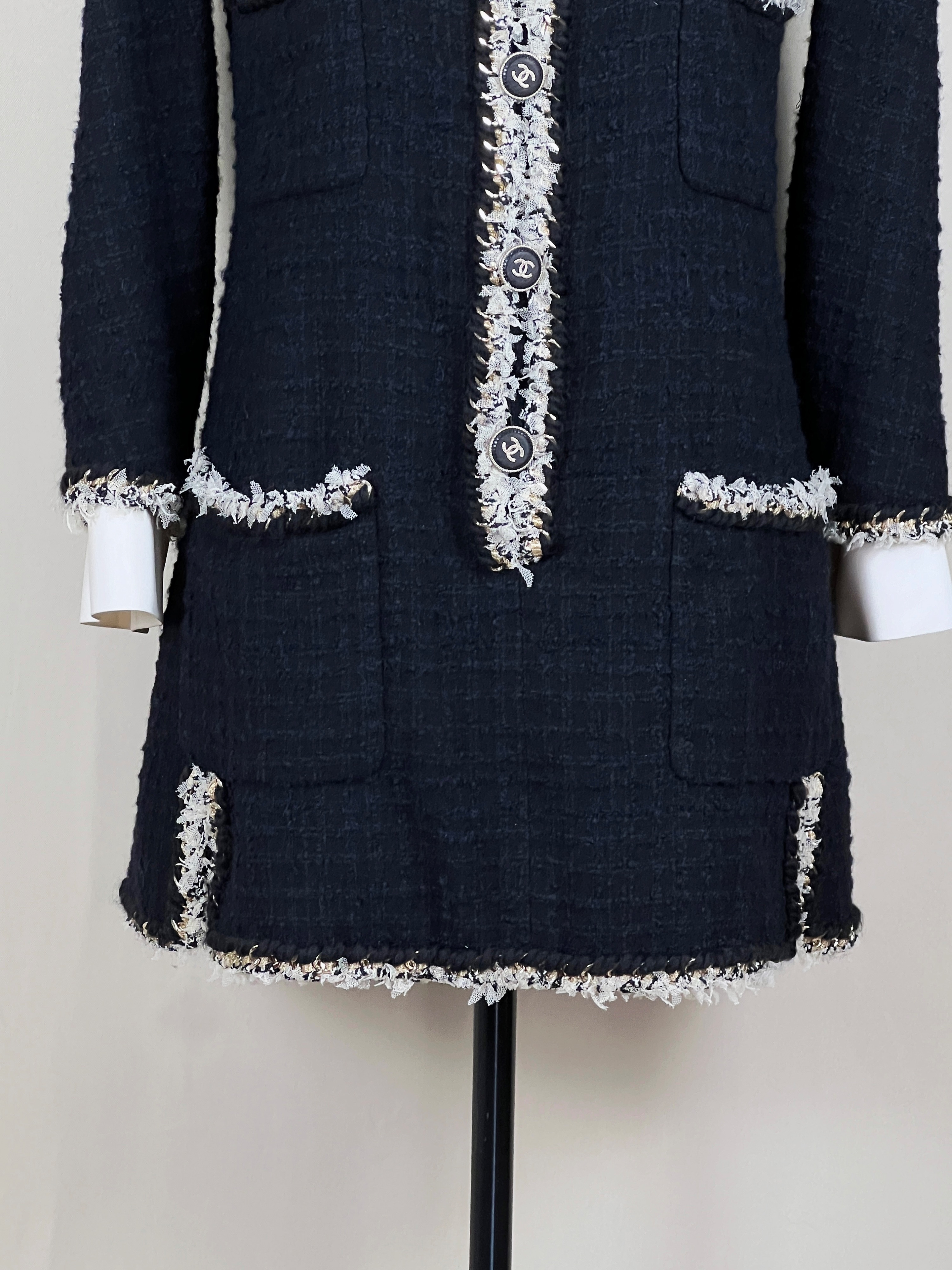 Chanel Navy Multipocket Tweed Dress Size S