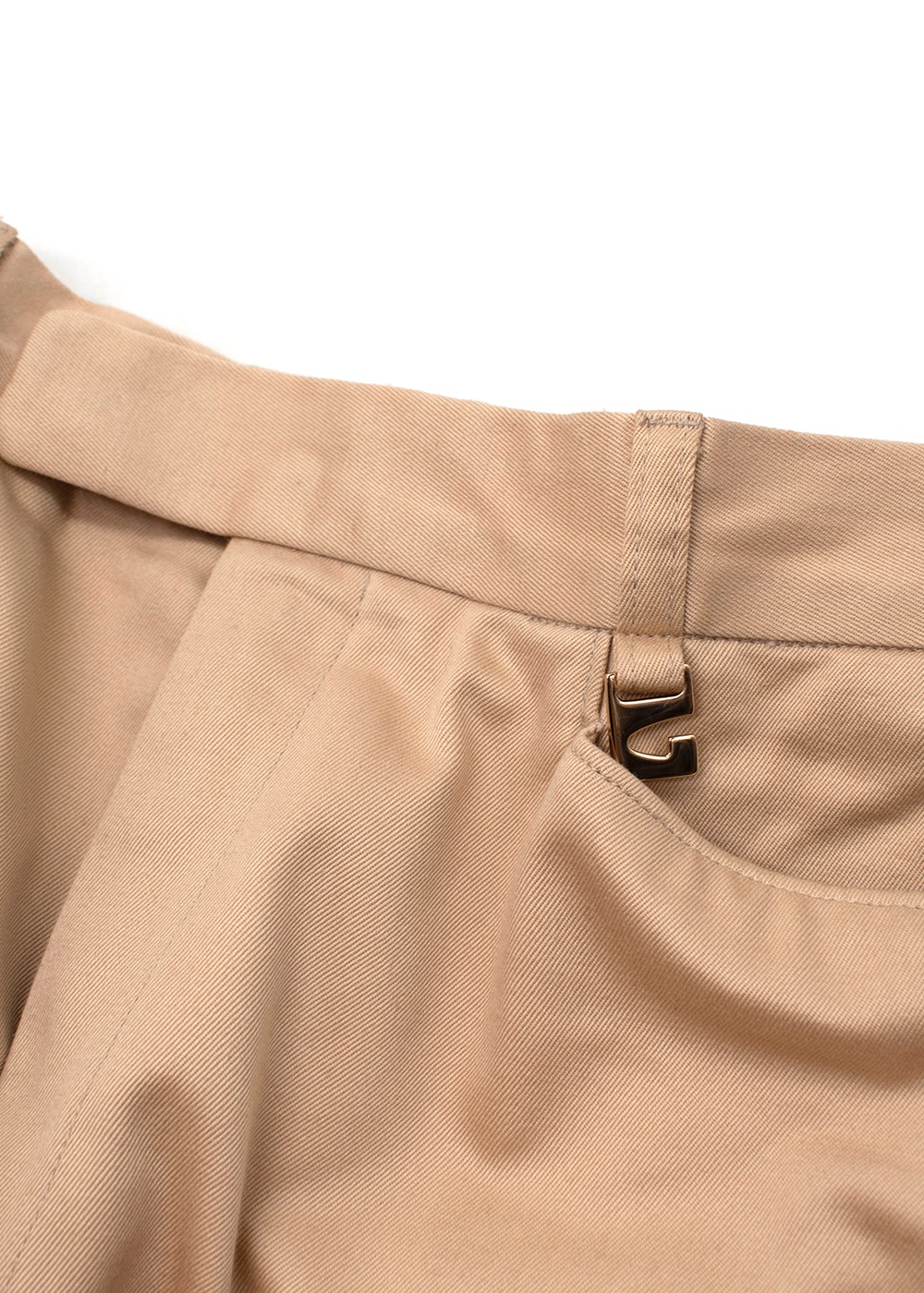 Preowned Gucci Vintage Beige Cotton Wide Leg Trousers Size S