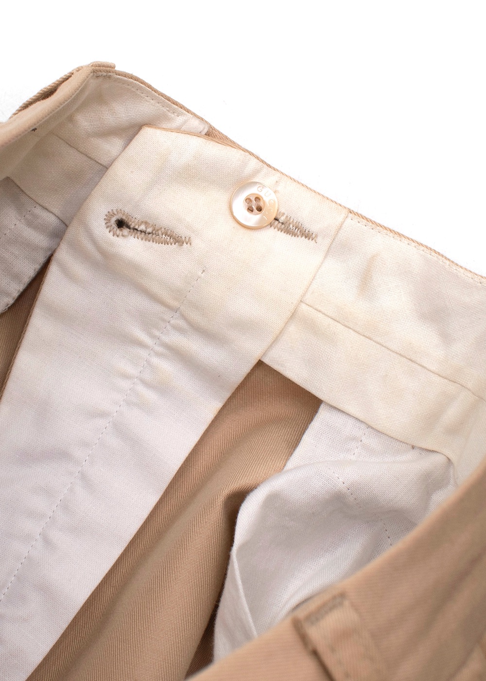 Preowned Gucci Vintage Beige Cotton Wide Leg Trousers Size S