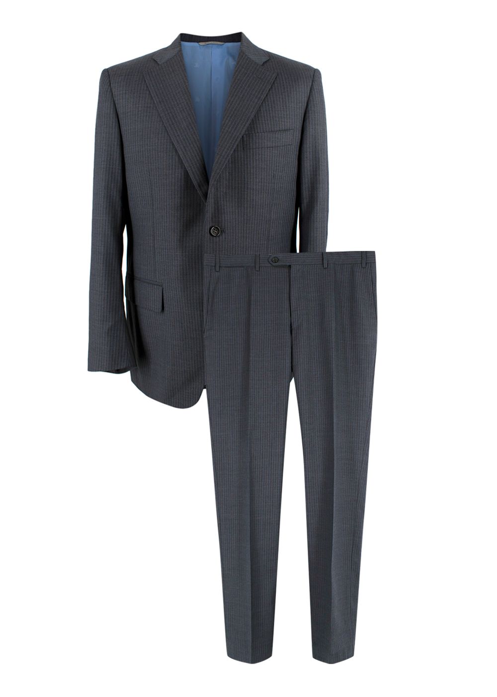 Canali Grey Pinstripe Single Breasted Suit Size M