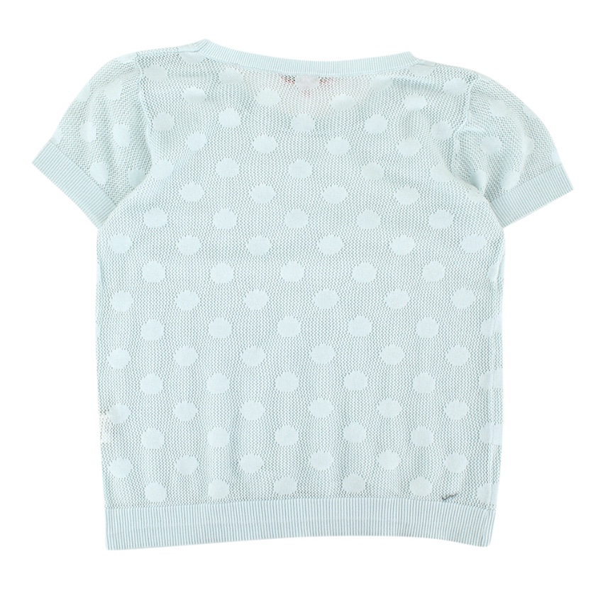 Boys Preowned Bonpoint Mint Green Cotton Polka Dot Open Knit T-shirt Size 10 Years +