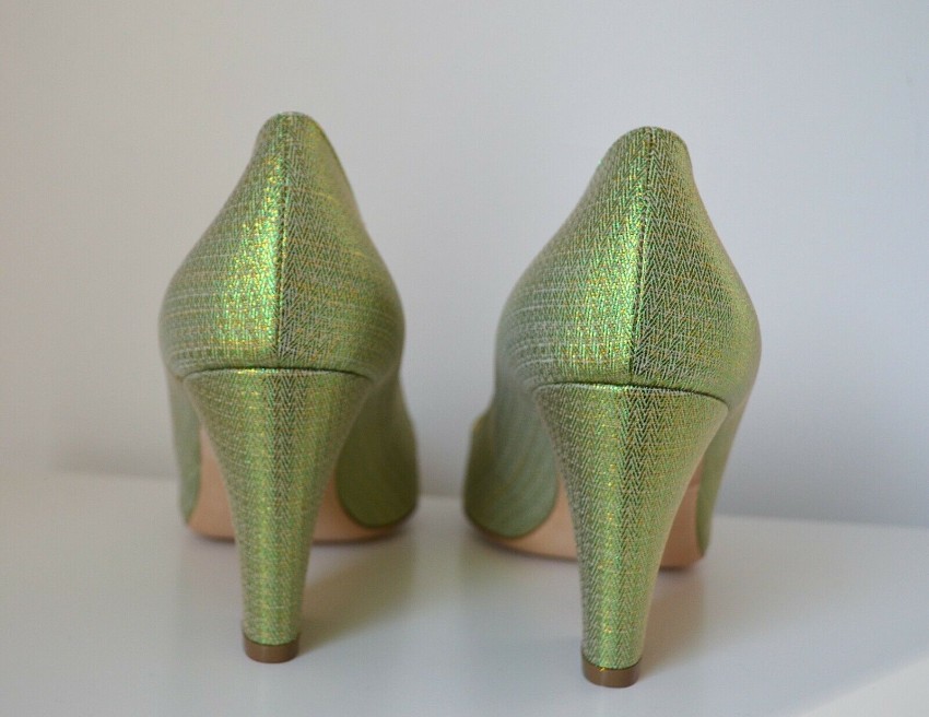 Rupert Sanderson Green Pierrot Glitter Pumps Size 40