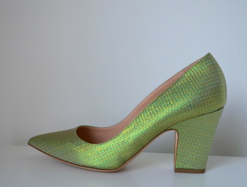 Rupert Sanderson Green Pierrot Glitter Pumps Size 40