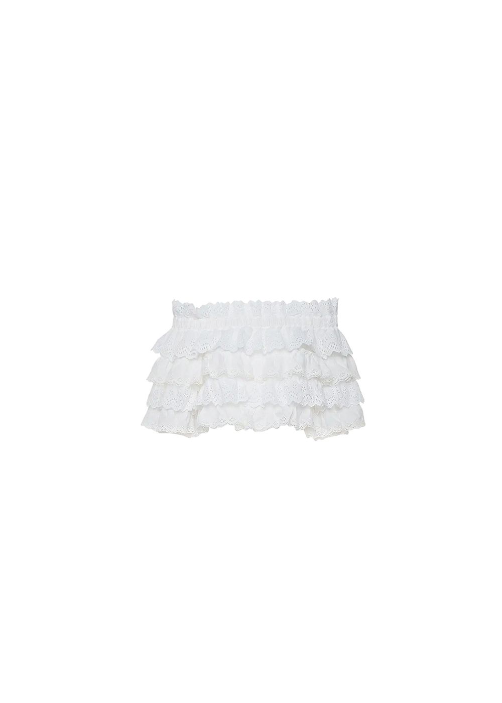 Preowned Dolce  Gabbana White cotton Broderie Anglaise ruffled crop top Size S