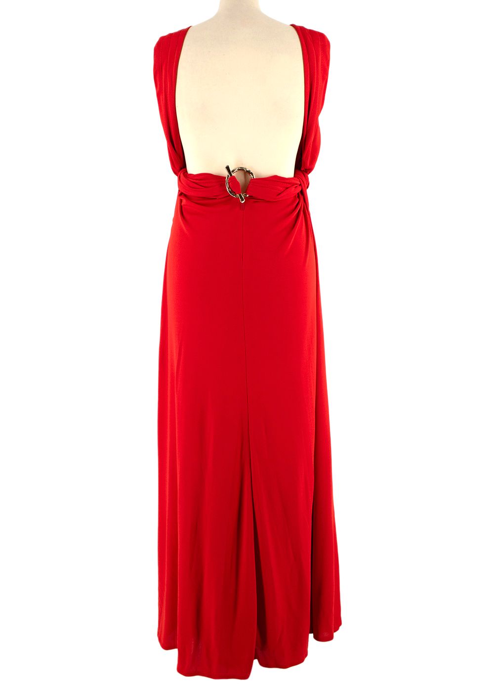 Preowned Gucci Red Open Back Sleeveless Dress Size S bright red viscose