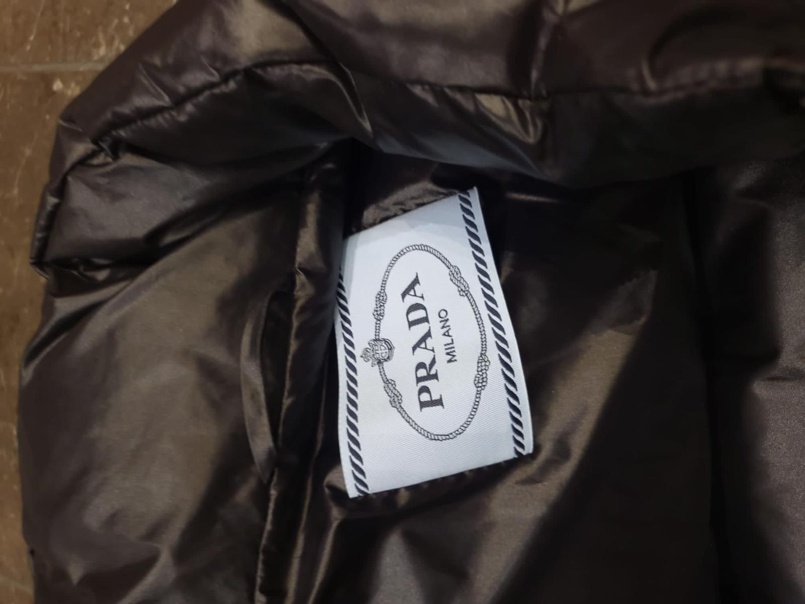 Preowned Prada Black Re-Nylon Puffer Coat Size S polyester