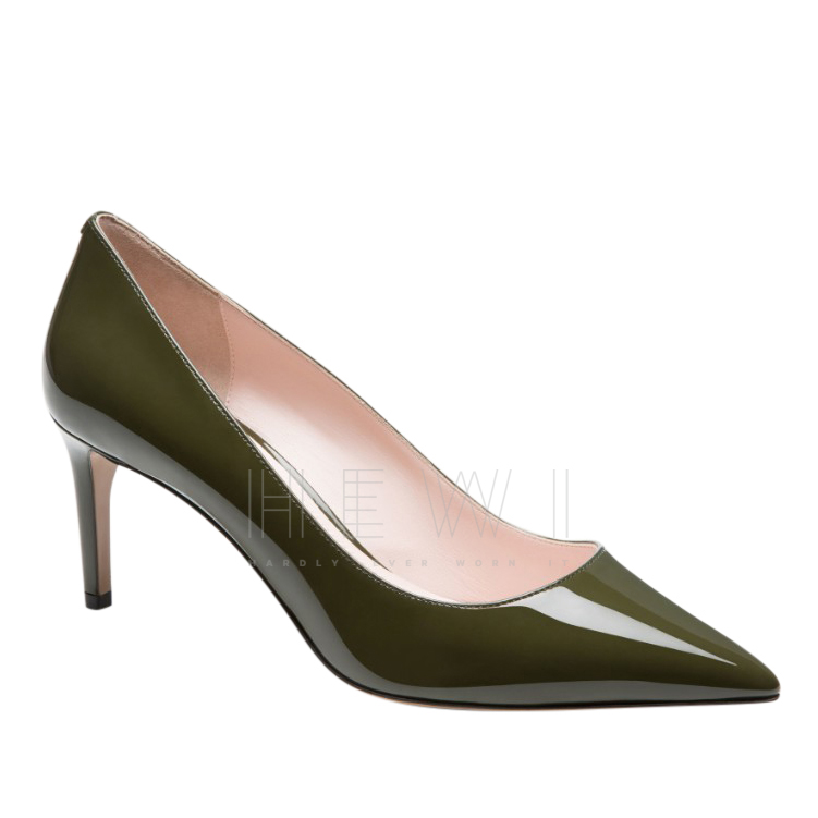 Bally Khaki Mid Heel Patent Pumps Size 36 Green leather