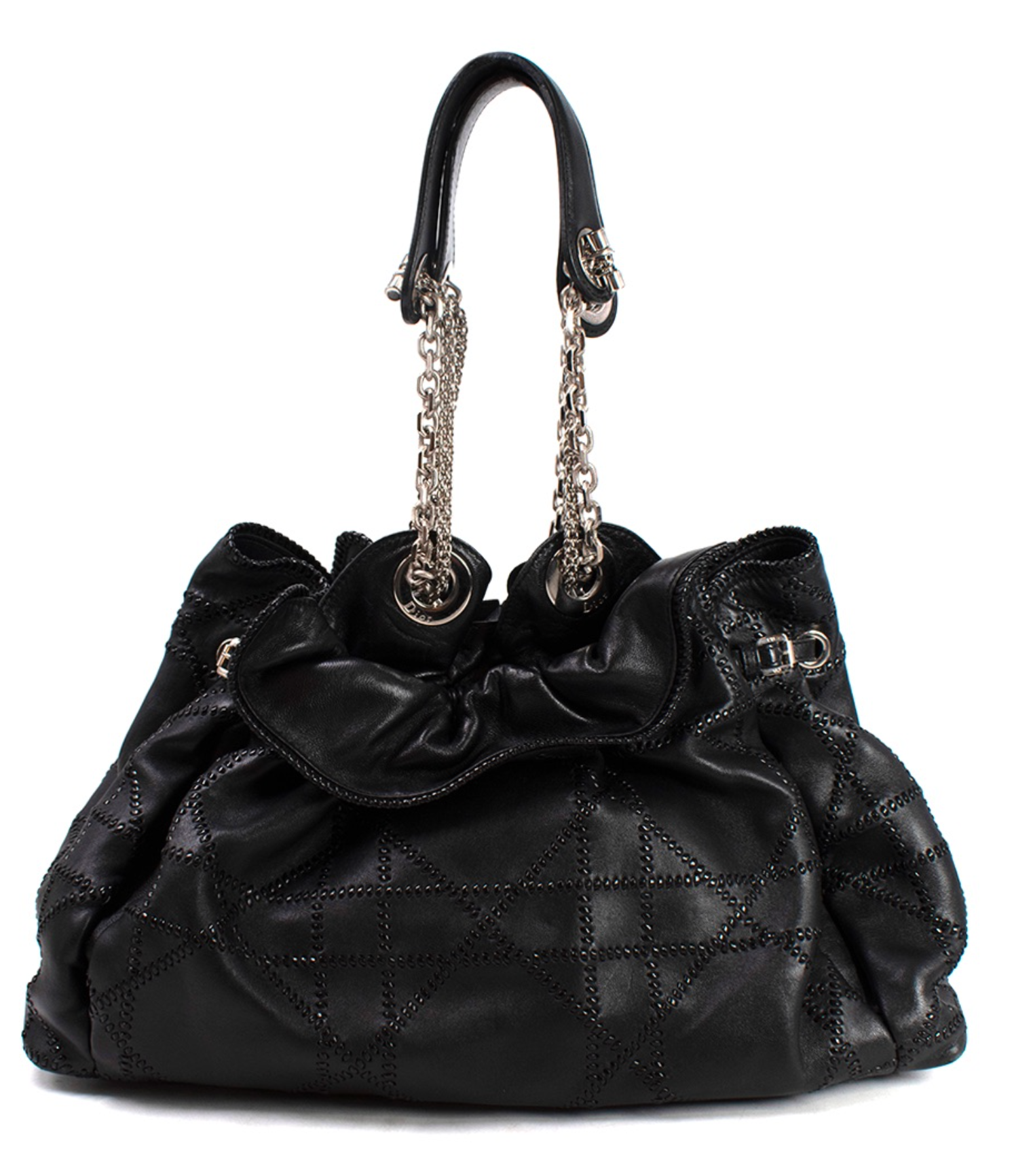 Preowned Dior Black Braided Cannage Le Trente Hobo bag leather/metal