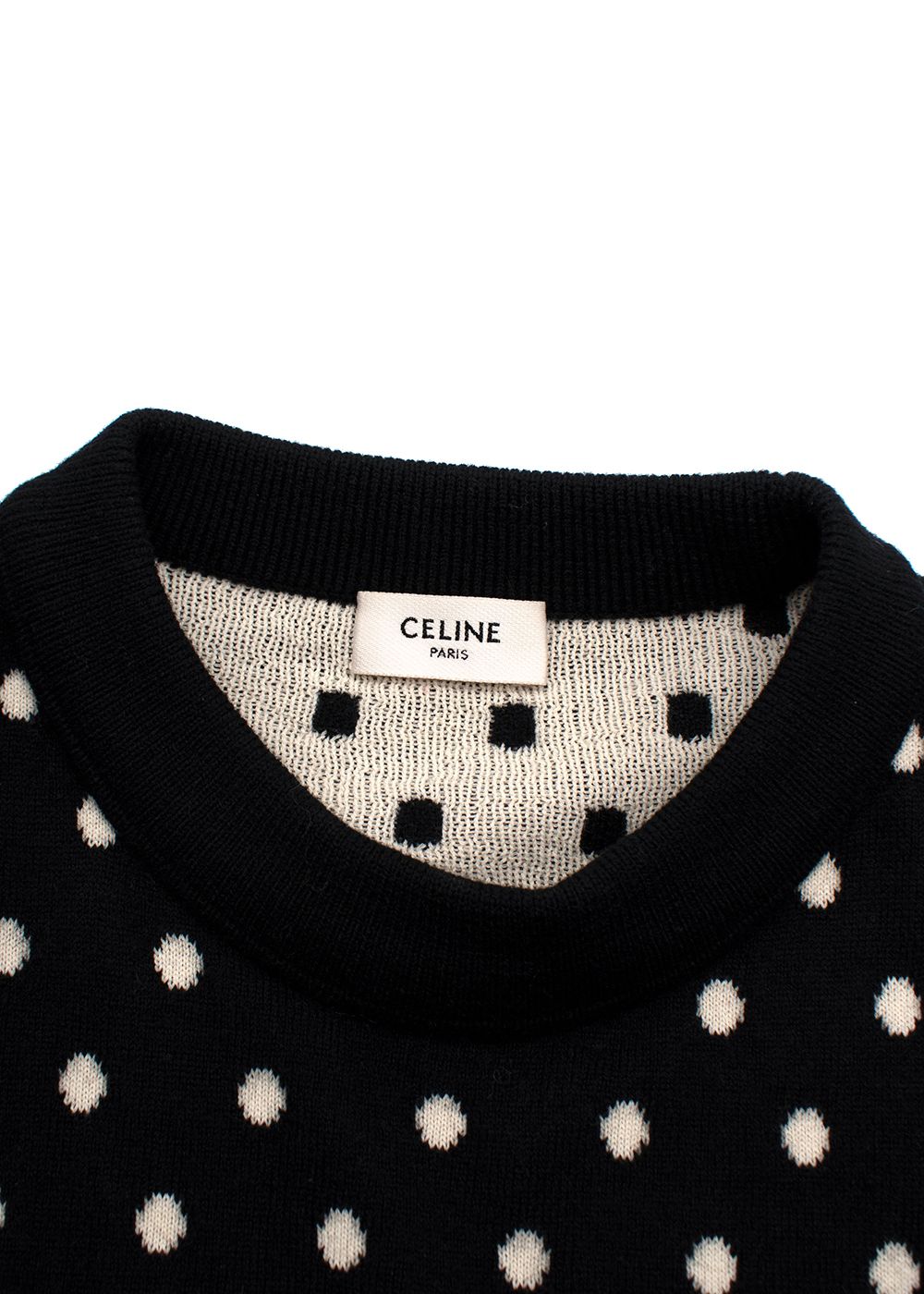 Celine Black And White Polka Dot Wool Knit Jumper Size XS black / white