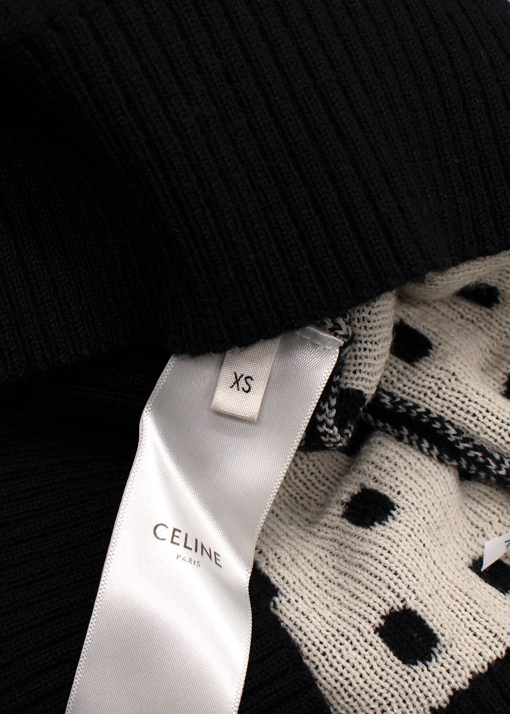 Celine Black And White Polka Dot Wool Knit Jumper Size XS black / white