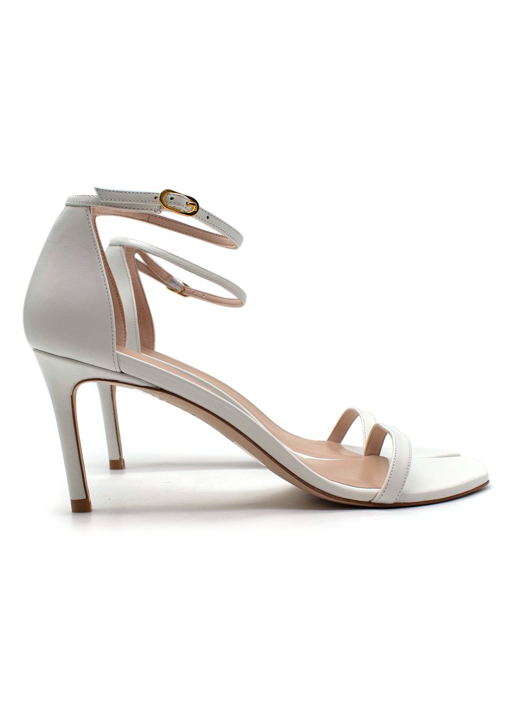 Stuart Weitzman White Smooth Calf Amelina 75 Sandals Size 41 leather