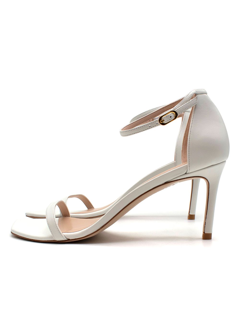 Stuart Weitzman White Smooth Calf Amelina 75 Sandals Size 41 leather