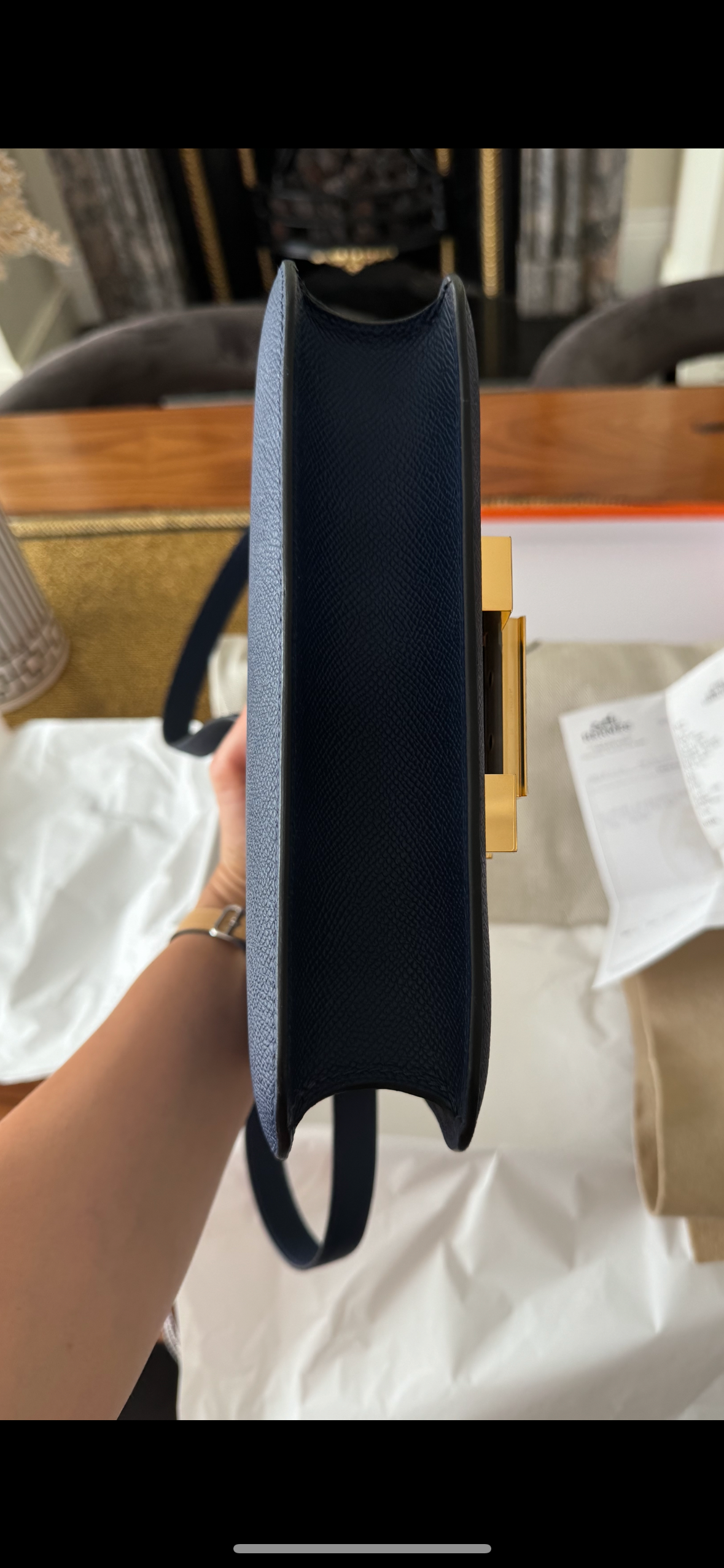 Hermes Constance 24/24 in Navy Epsom Leather with Gold Hardware