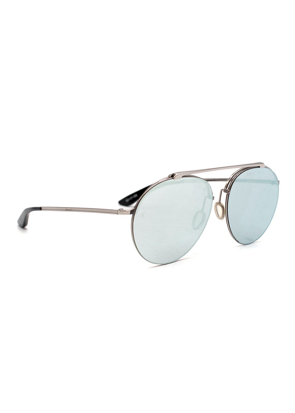 Preowned Christian Roth Mirrored Round Aviator Sunglasses Silver acetate