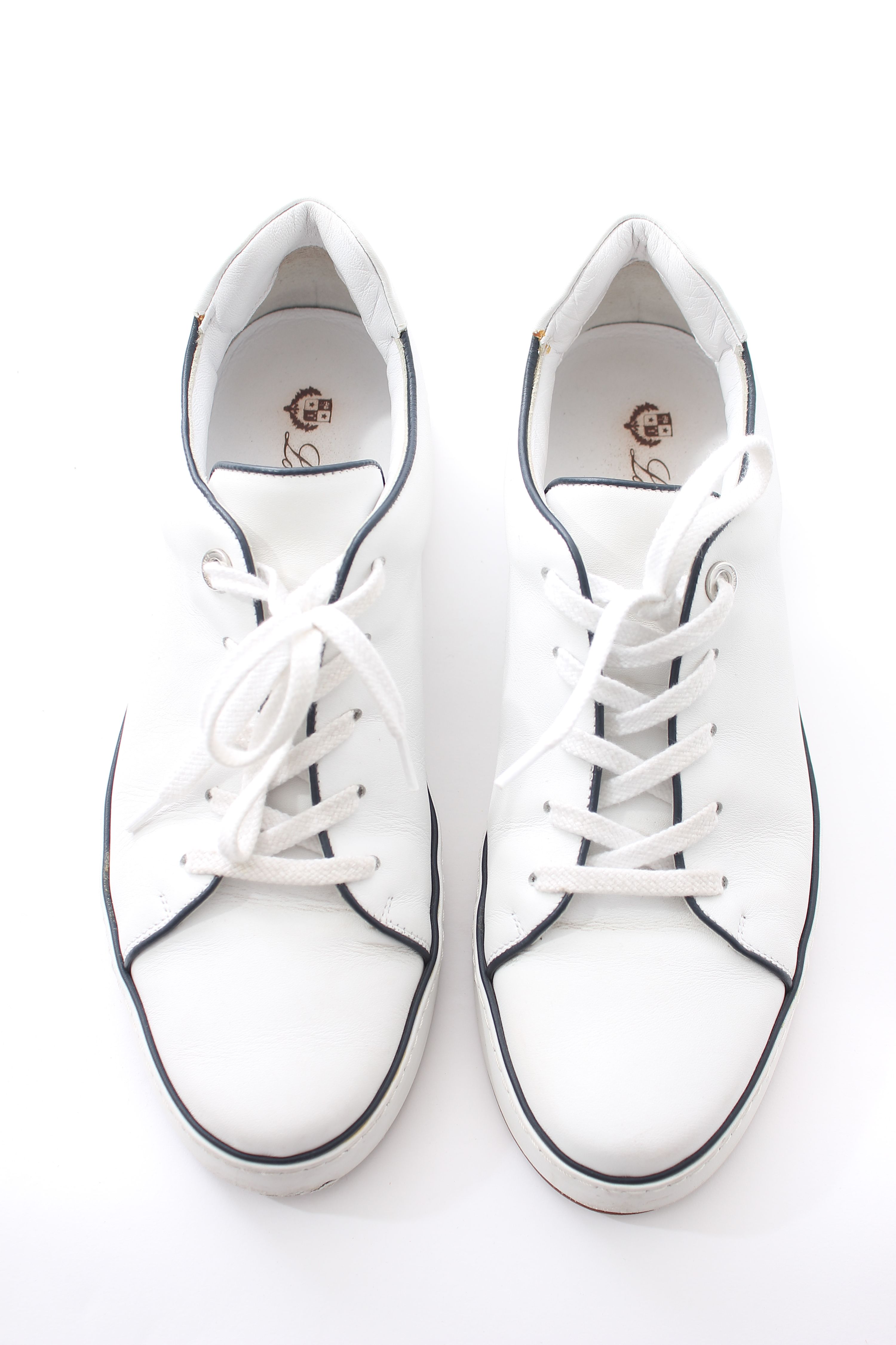 Preowned Loro Piana White Contrast Trim Sneakers Size 40 leather