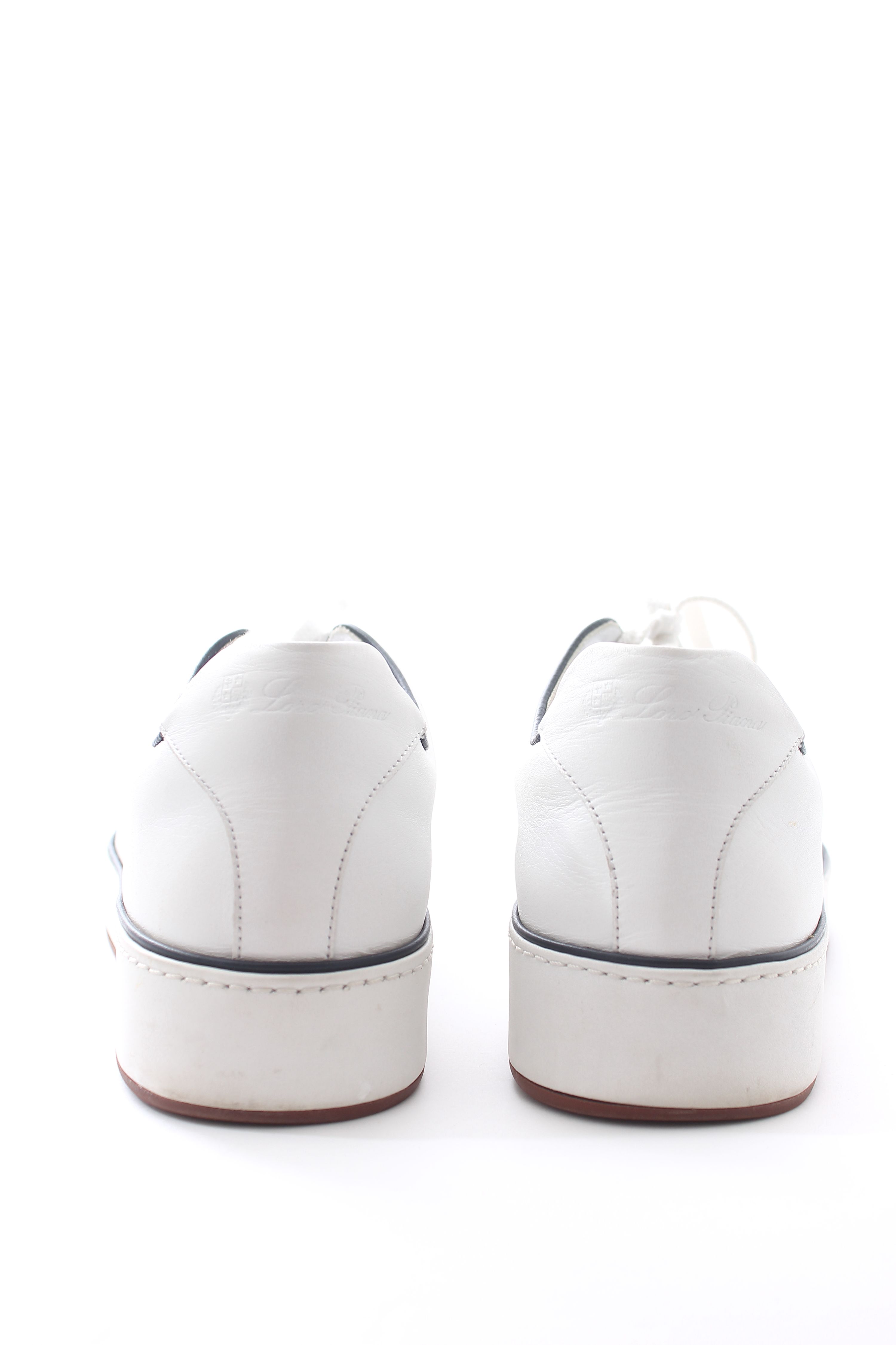 Preowned Loro Piana White Contrast Trim Sneakers Size 40 leather