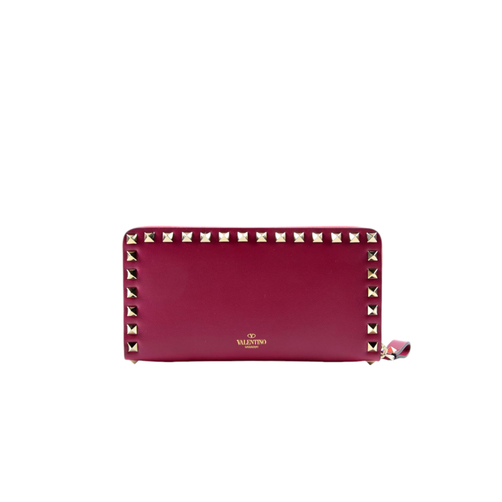 Preowned Valentino Raspberry Rockstud Wallet Pink leather